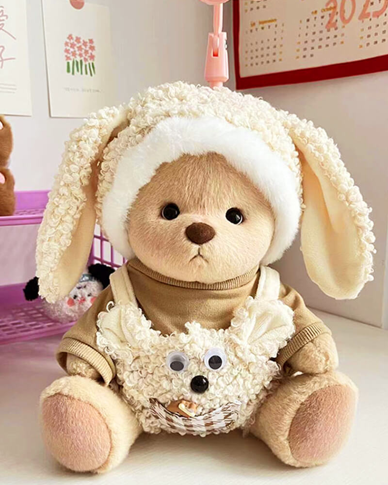 GetahugLong Ears Easter Bunny Bear Suit Handmade Jointed Teddy Bear