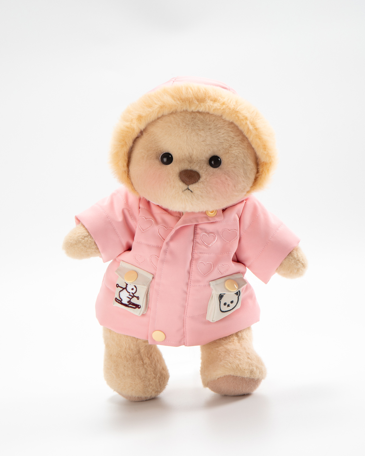 Getahug Pink Puffer Jacket Bear | Handmade Jointed Teddy Bear Stuffed Animal Gift