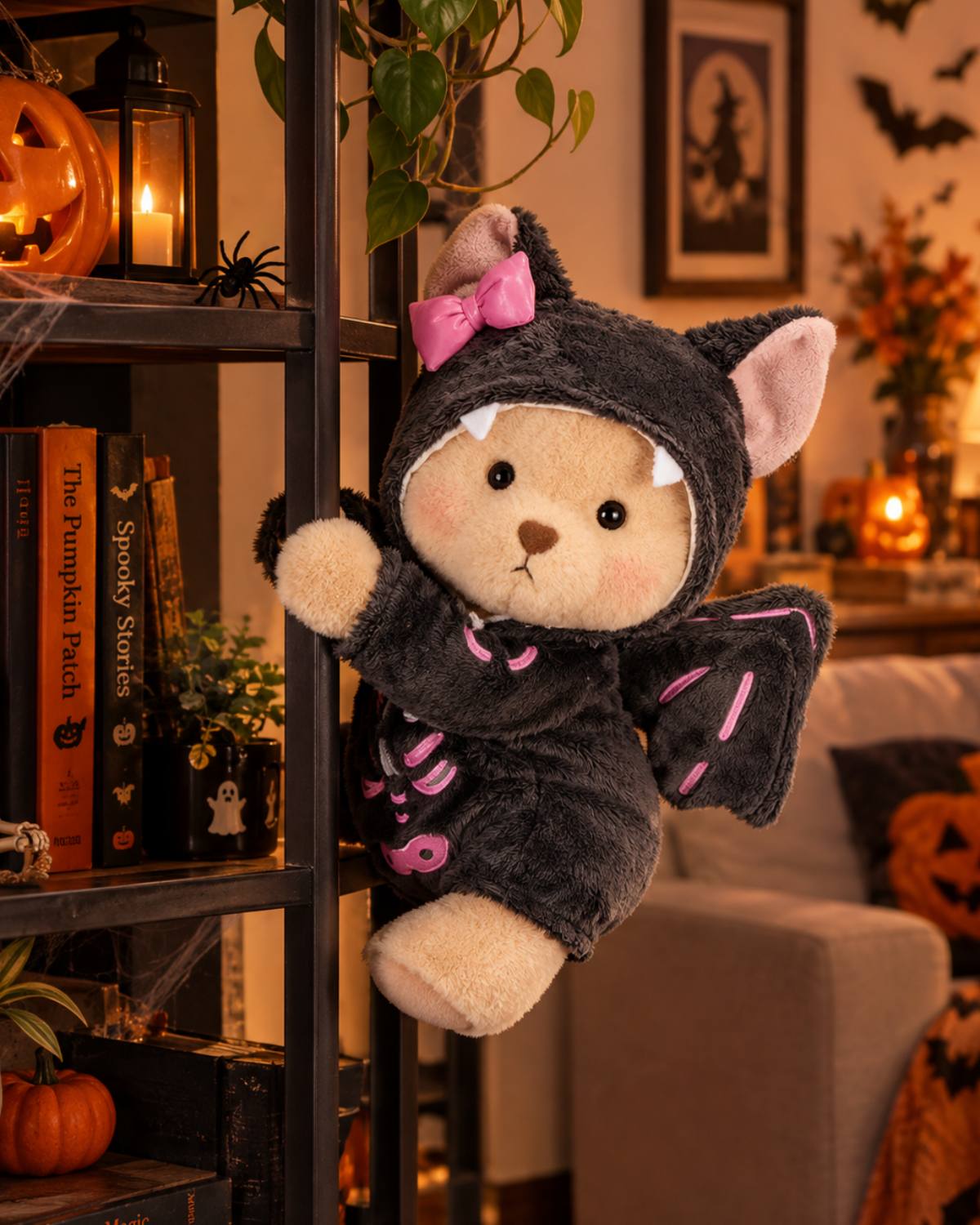 Getahug Halloween Skeleton Bat Bear with Magnetic Hands | Handmade Jointed Stuffed Animal Gift