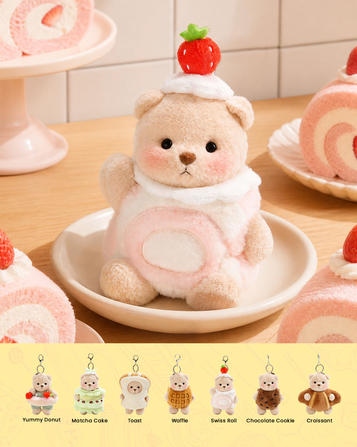 Getahug Sweet Bakery Series Plush Mini Bear Blindbox | 5.9 Inches Stuffed Animal Keychain Gift