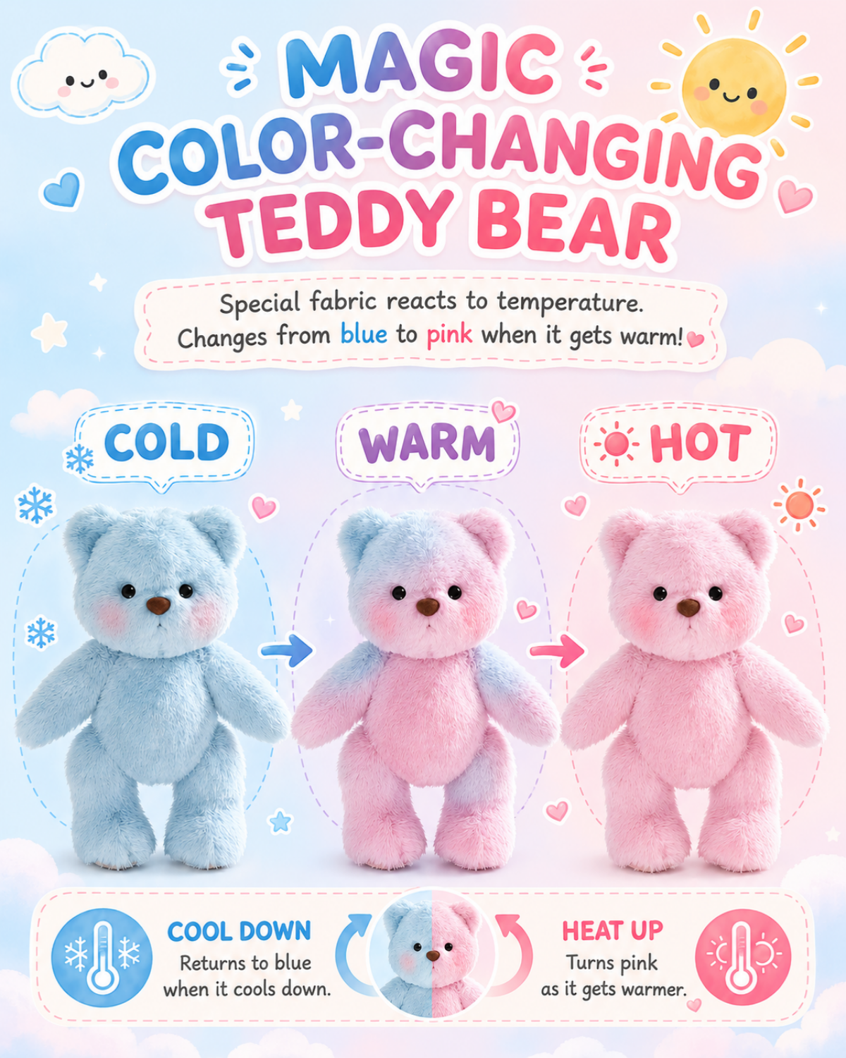 Getahug Magic Color-Changing Teddy Bear | Anniversary Limited Edition Handmade Jointed Plush Animal Gift