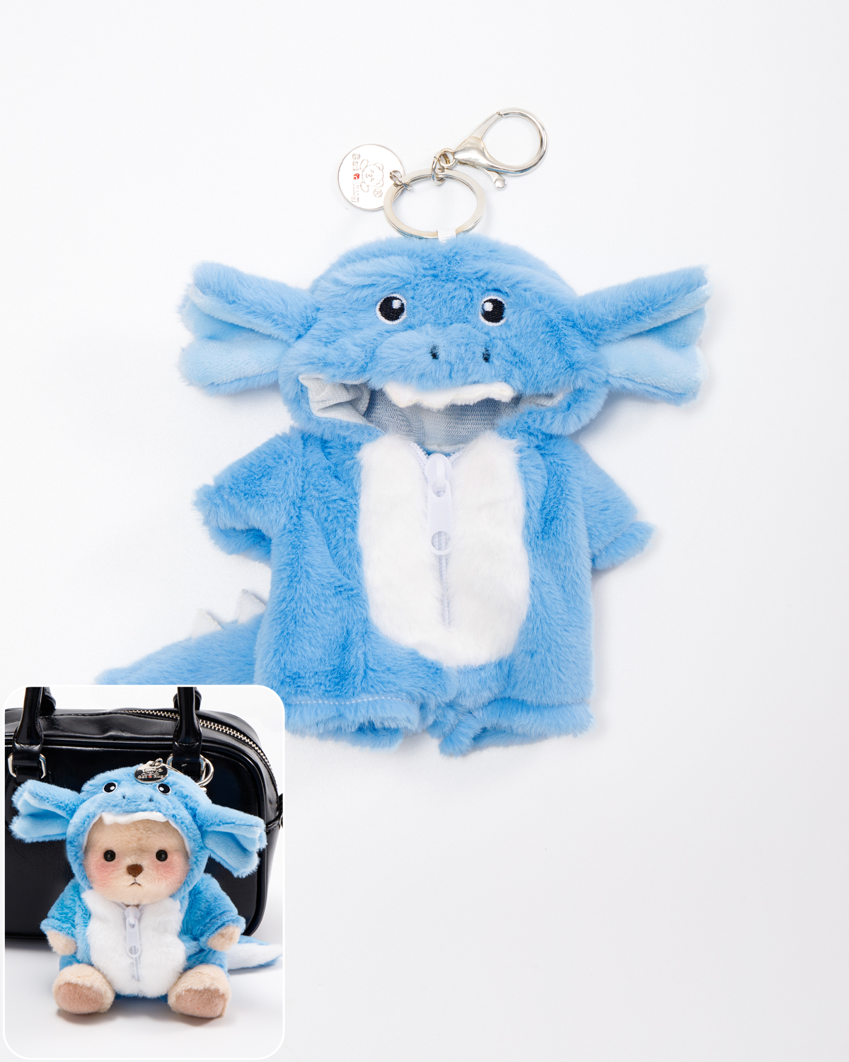 Getahug Blue Dilophosaurus Mini Bear Keychain | 5.9 Inches Plush Bag Charm Stuffed Animal Gift