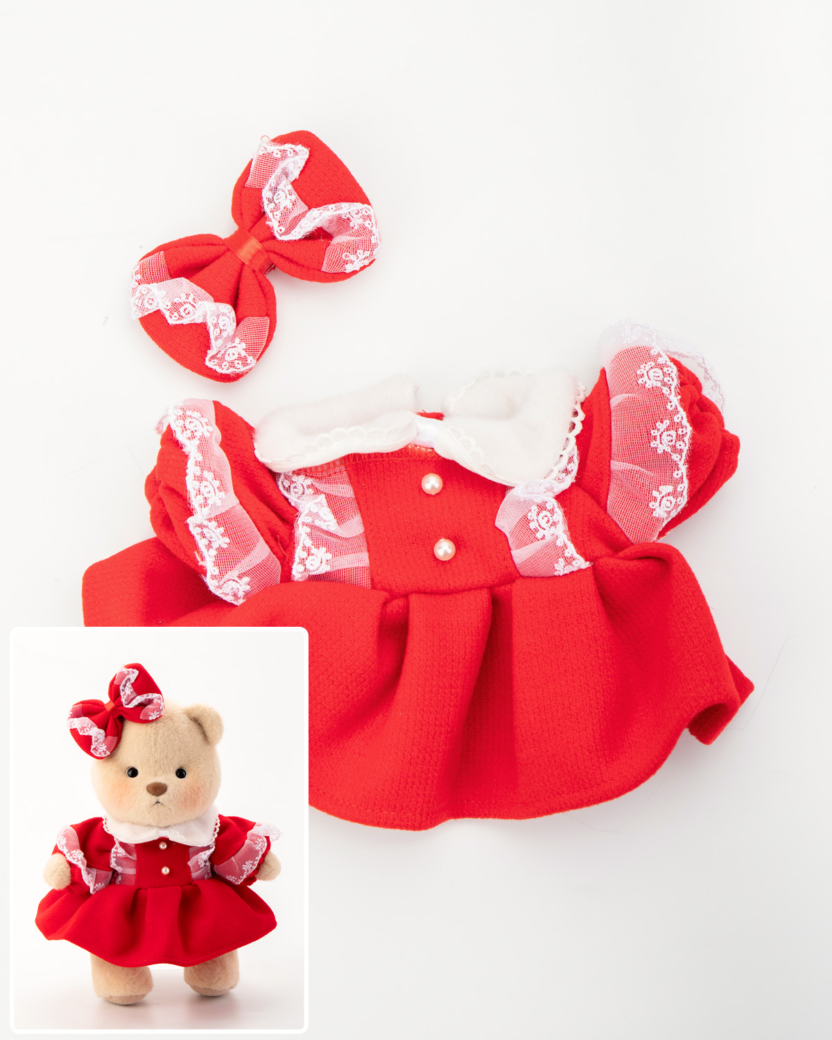 Getahug Red Bow Dress Bear | Handmade Christmas Gift
