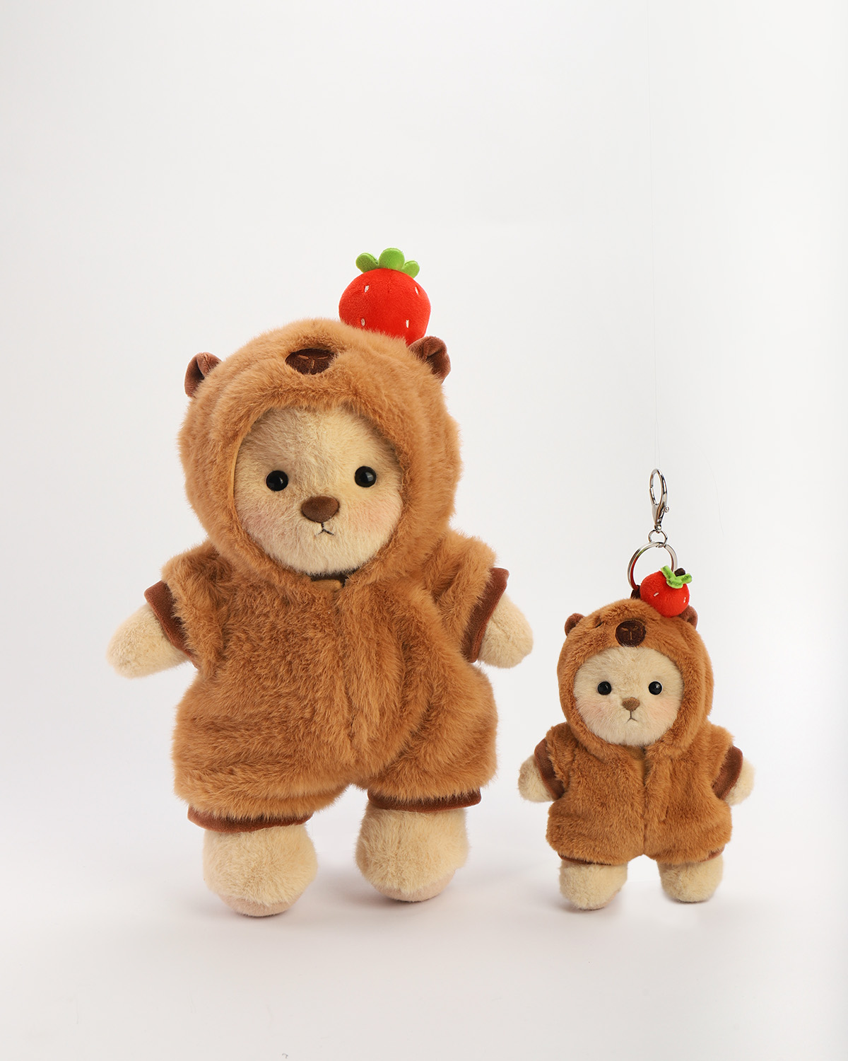 Getahug Strawberry Brown Capybara Bear with Mini Bear Gift Bundle