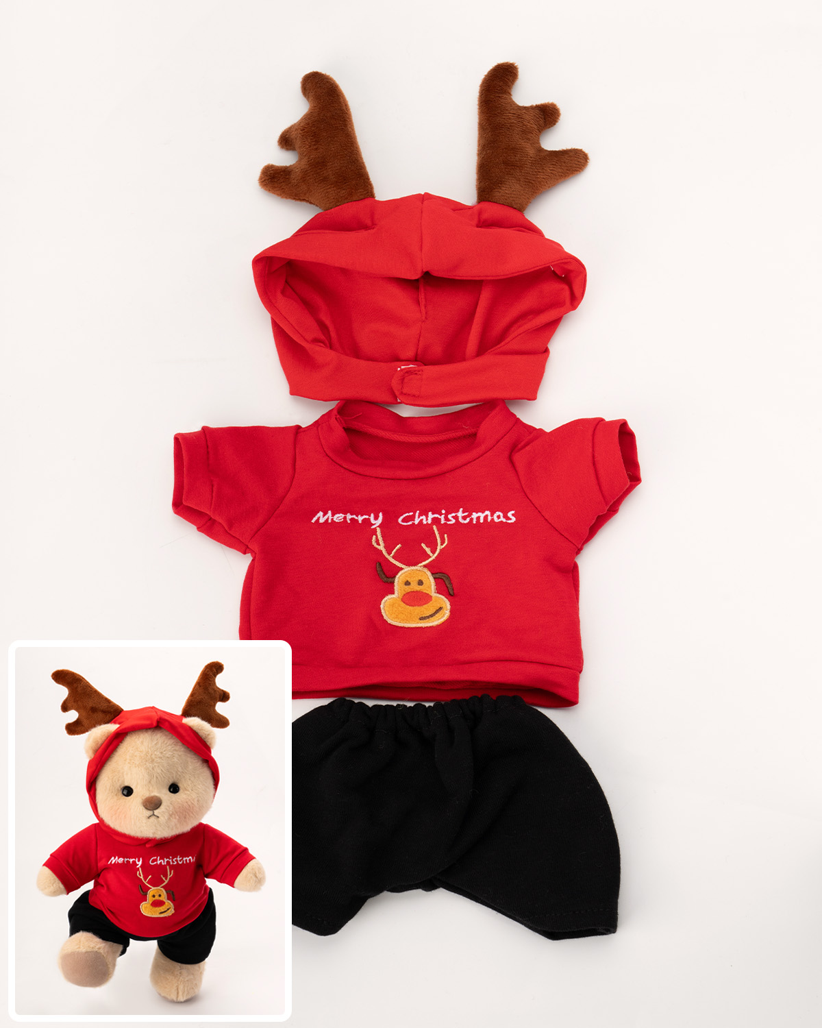 Getahug Christmas Red Sweatshirt Antlers Bear | Handmade Christmas Gift