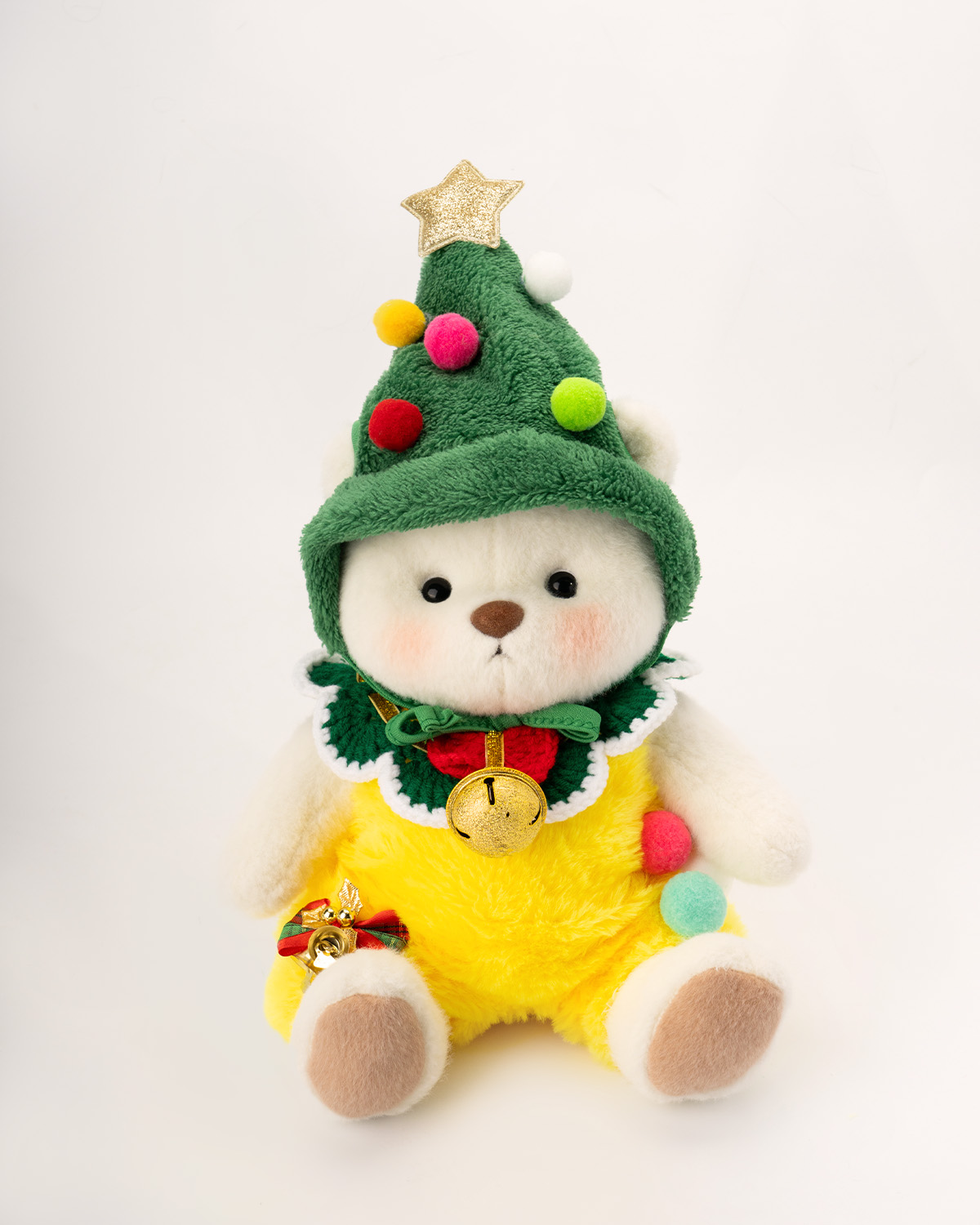 Getahug Cute Christmas Tree White Teddy Bear | Handmade Stuffed Animal Gift