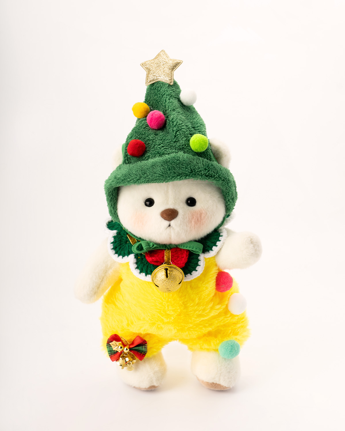 Getahug Cute Christmas Tree White Teddy Bear | Handmade Stuffed Animal Gift