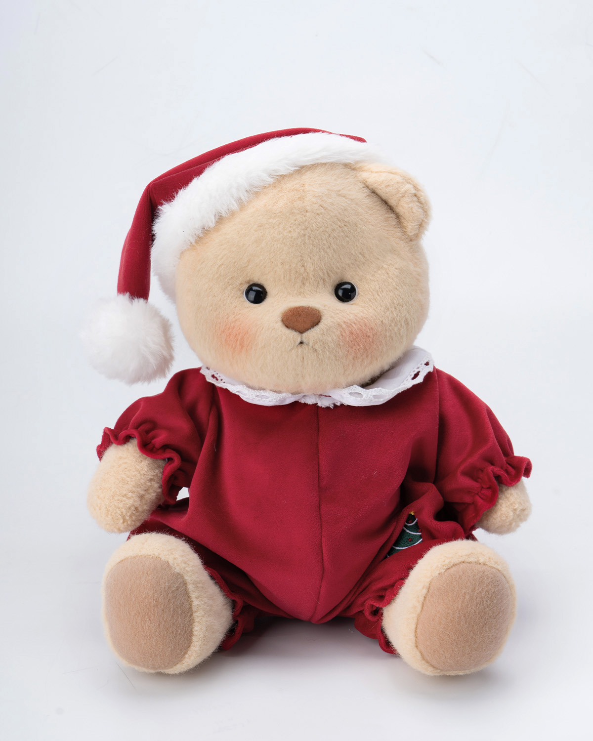 Getahug Christmas Red Pajamas White Teddy Bear | Handmade Stuffed Animal Gift