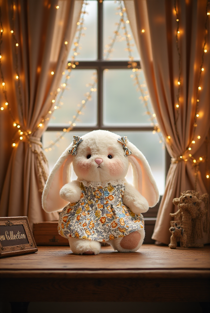 Getahug The White Bunny With Floral Dress | Handmade Jointed Bunny Gift