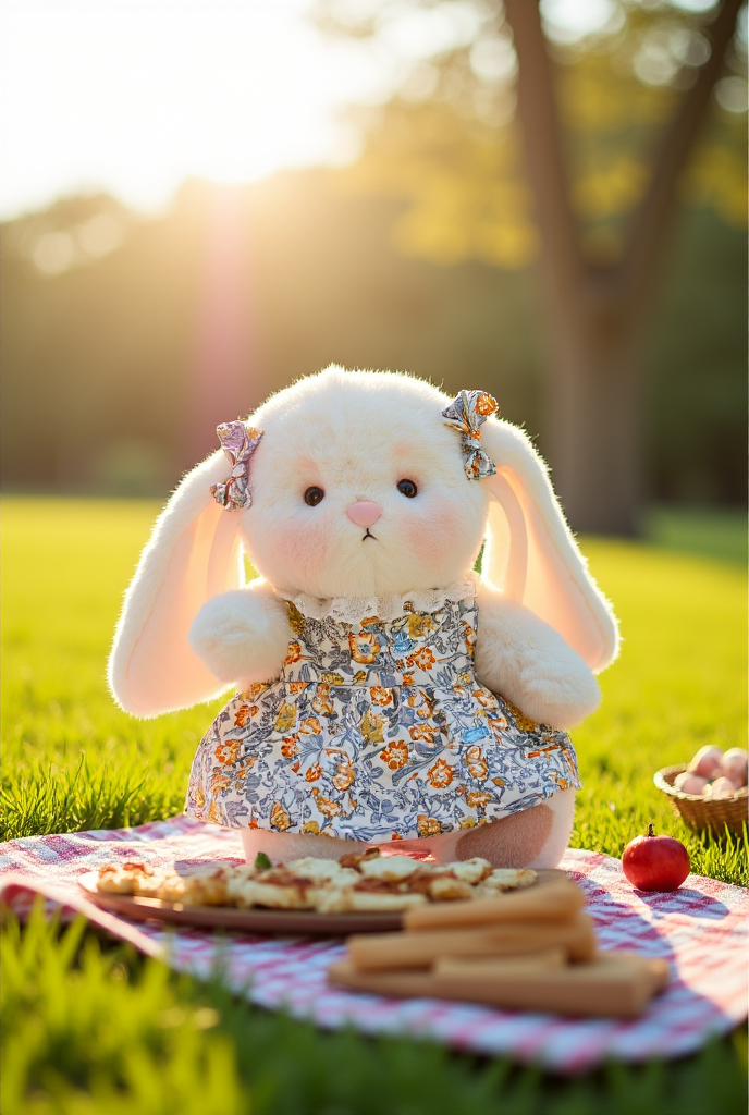 Getahug The White Bunny With Floral Dress | Handmade Jointed Bunny Gift