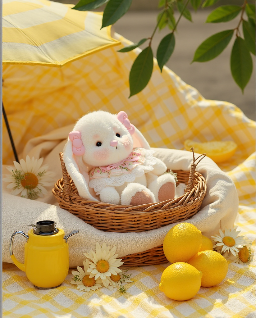 Getahug Rosie The White Bunny With Pink Bow Hairpin & Lace Scarf | Handmade Jointed Stuffed Animal Gift (Limited Stock)