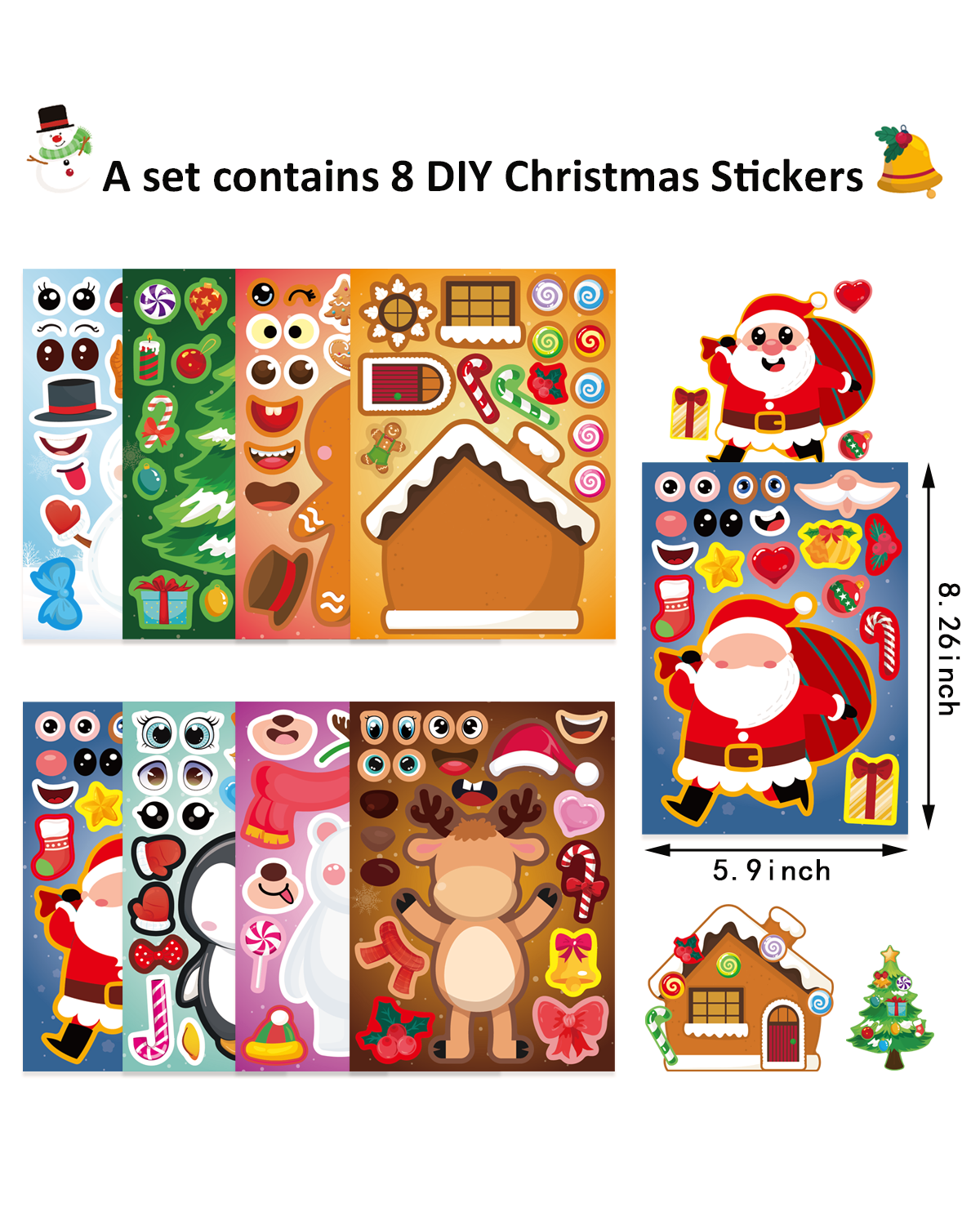 Christmas DIY Stickers 8 pcs