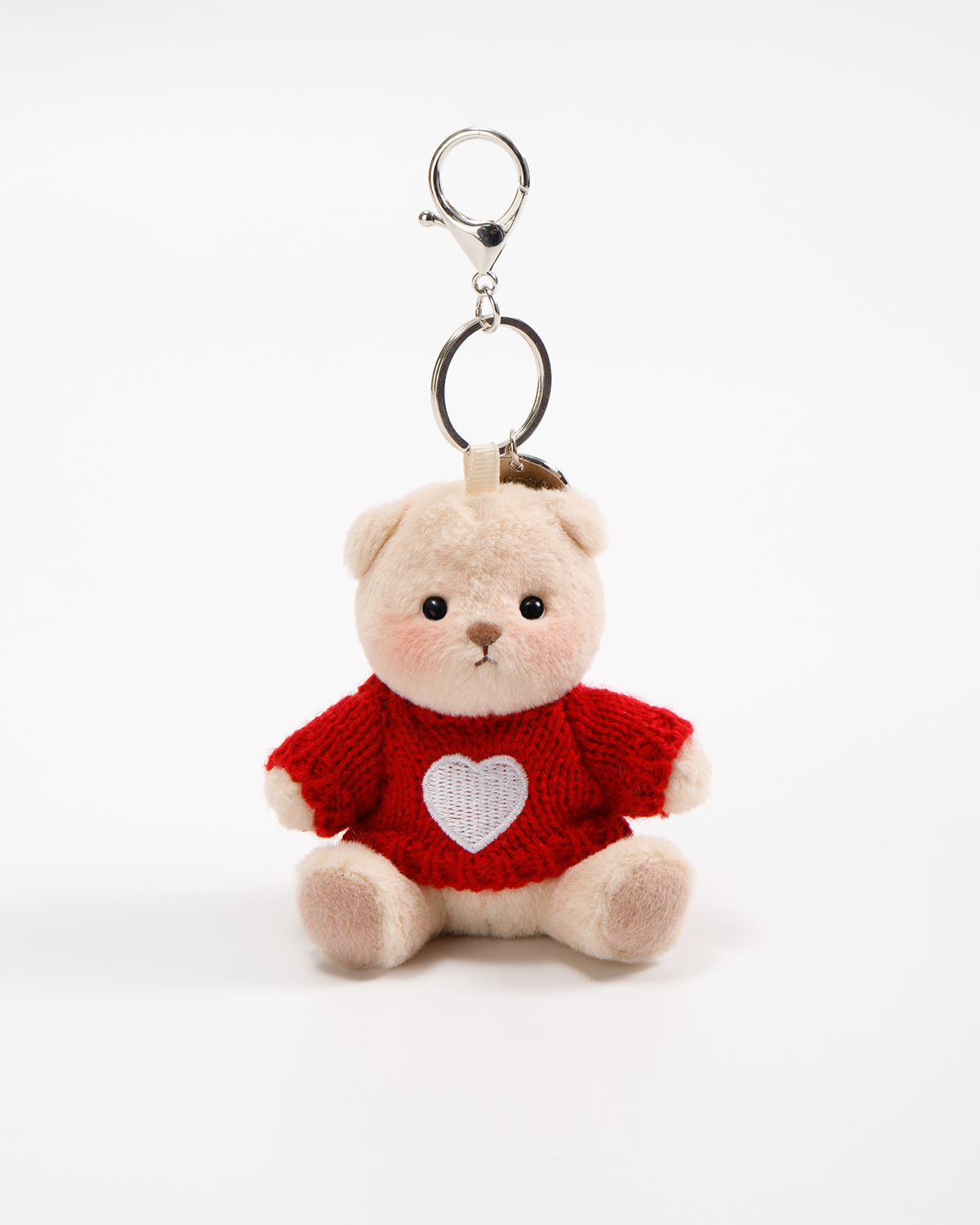 Getahug 3.9" Red Sweater Teddy Bear | Fixed-limb Pocket Plush Bag Charm Keychain Gift