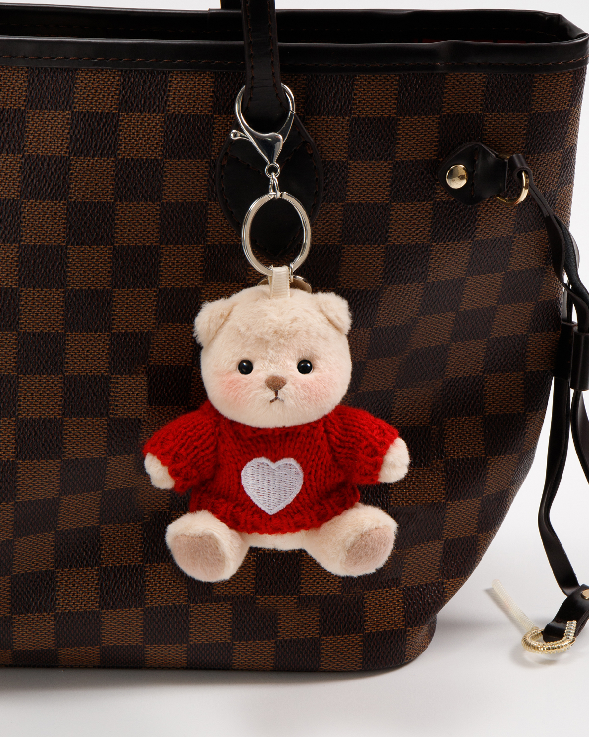 Getahug 3.9" Red Sweater Teddy Bear | Fixed-limb Pocket Plush Bag Charm Keychain Gift
