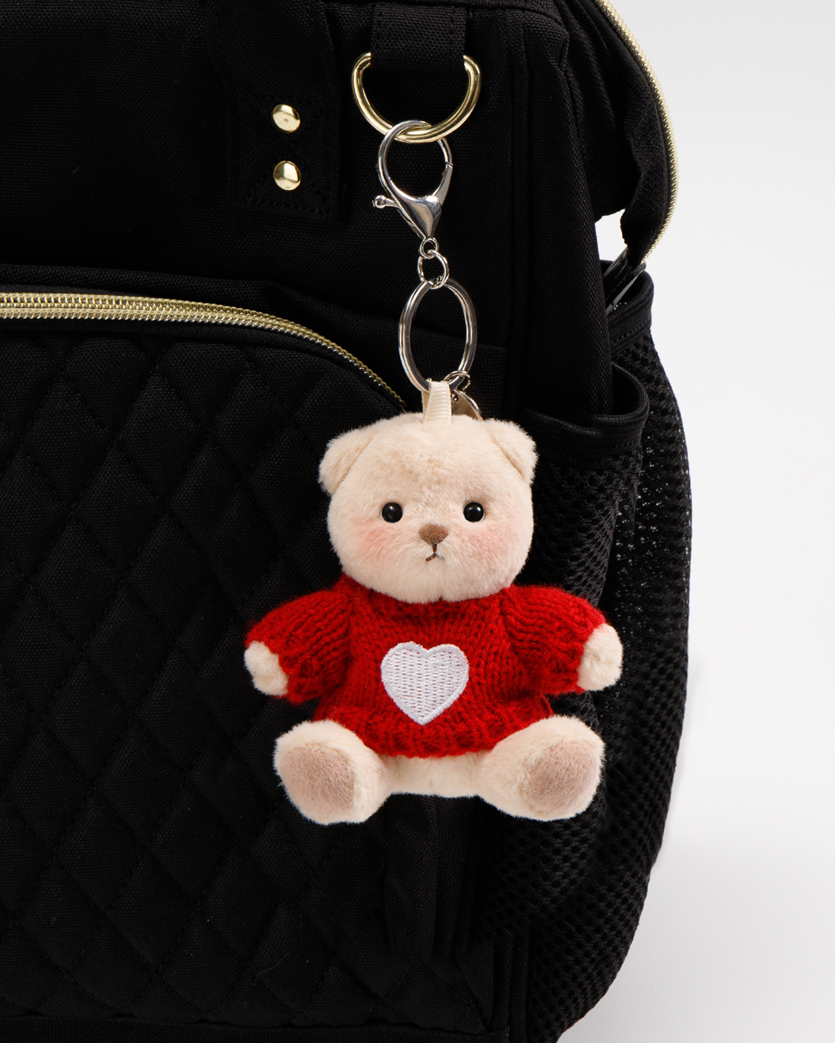 Getahug 3.9" Red Sweater Teddy Bear | Fixed-limb Pocket Plush Bag Charm Keychain Gift
