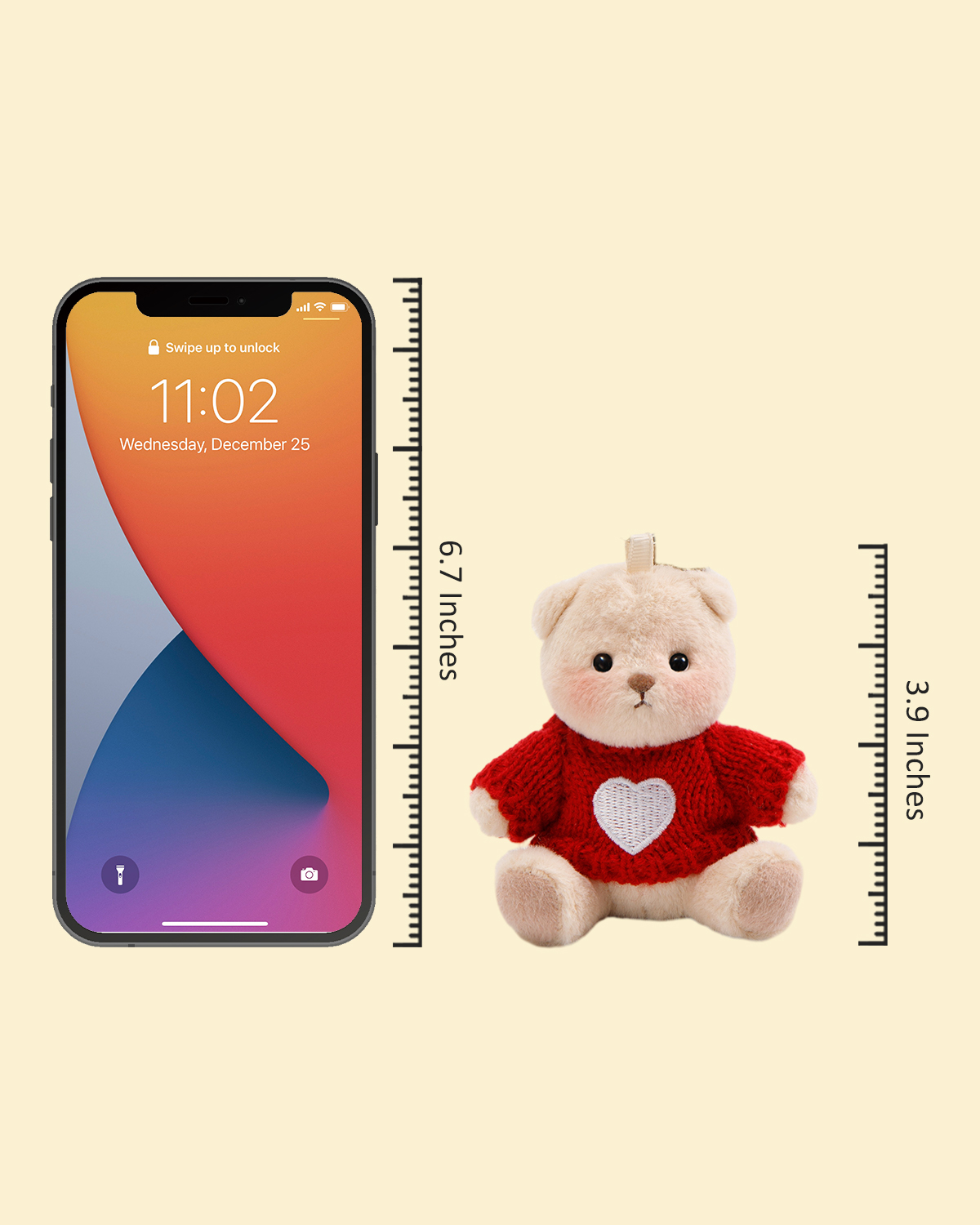 Getahug 3.9" Red Sweater Teddy Bear | Fixed-limb Pocket Plush Bag Charm Keychain Gift