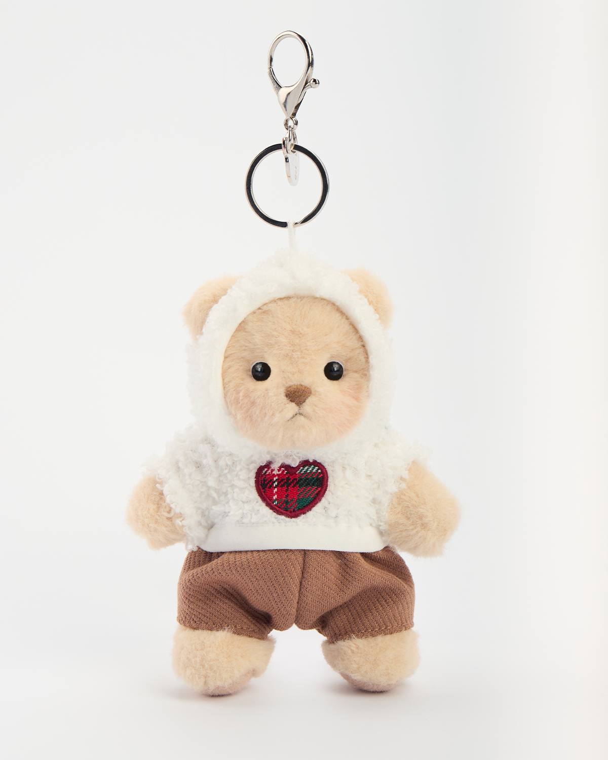 Getahug 5.9 Inches Love Polar Fleece Brown Mini Bear Pendant Keychain Gift