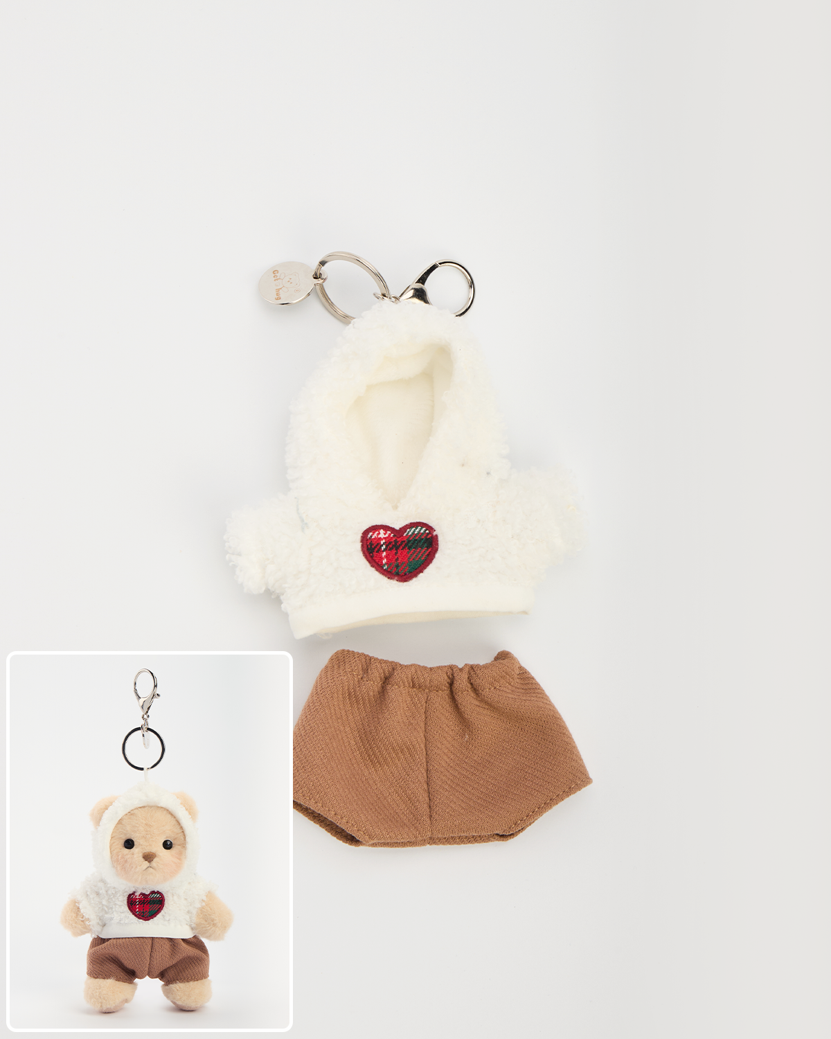 Getahug 5.9 Inches Love Polar Fleece Brown Mini Bear Pendant Keychain