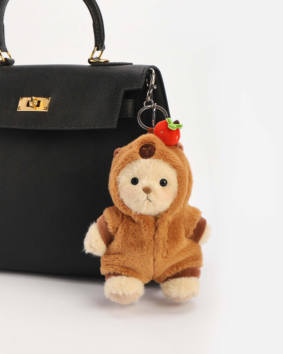 Getahug 5.9 Inches Brown Capybara Strawberry Brown Mini Bear Pendant Keychain Gift