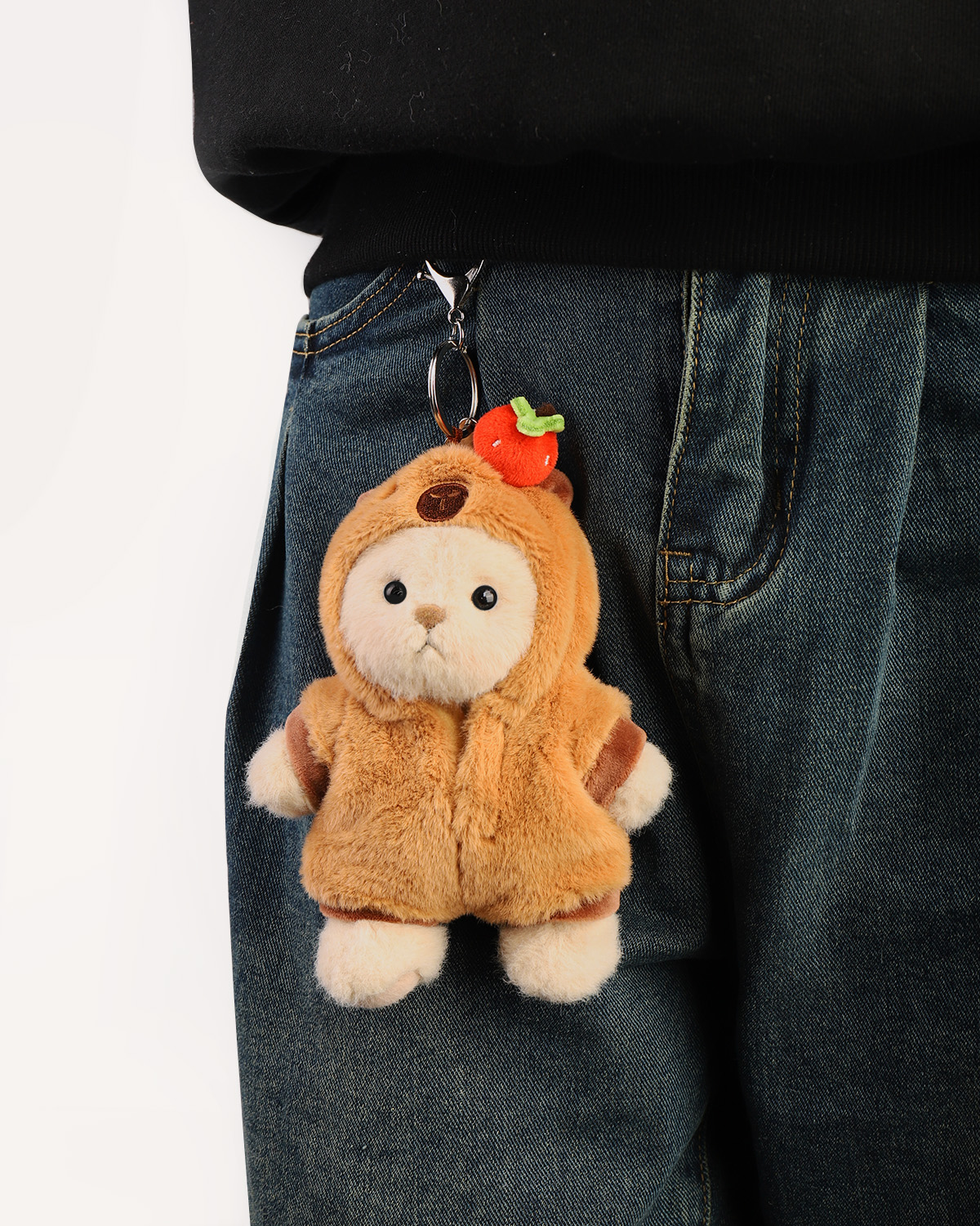 Getahug 5.9 Inches Strawberry Capybara Mini Bear Keychain Gift Bundle