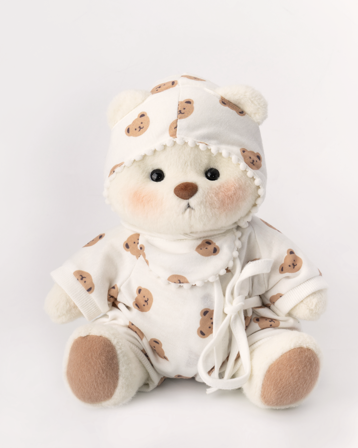 Getahug Adorable Pajamas White Teddy Bear | Handmade Jointed Toy Gift