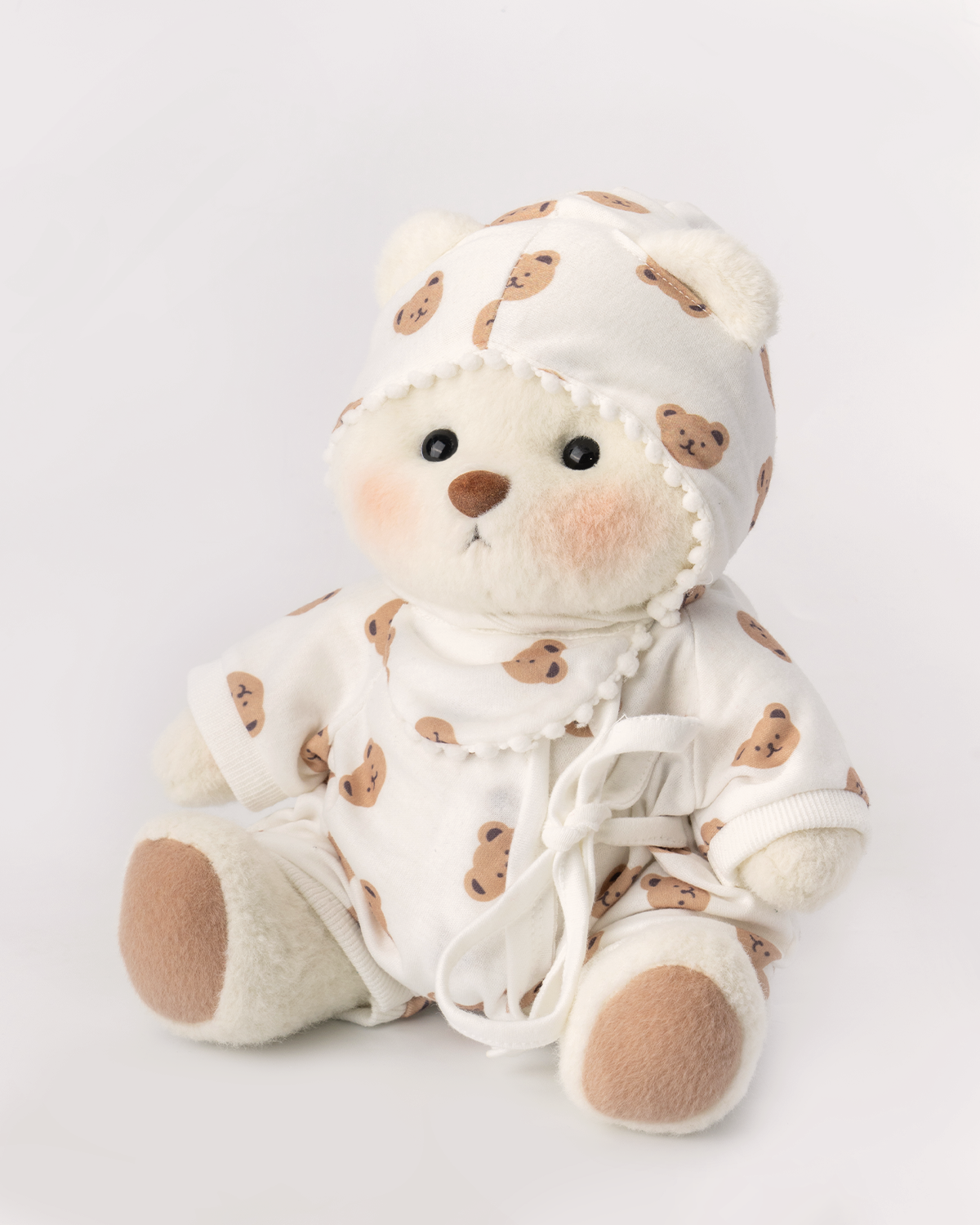 Getahug Adorable Pajamas White Teddy Bear | Handmade Jointed Toy Gift