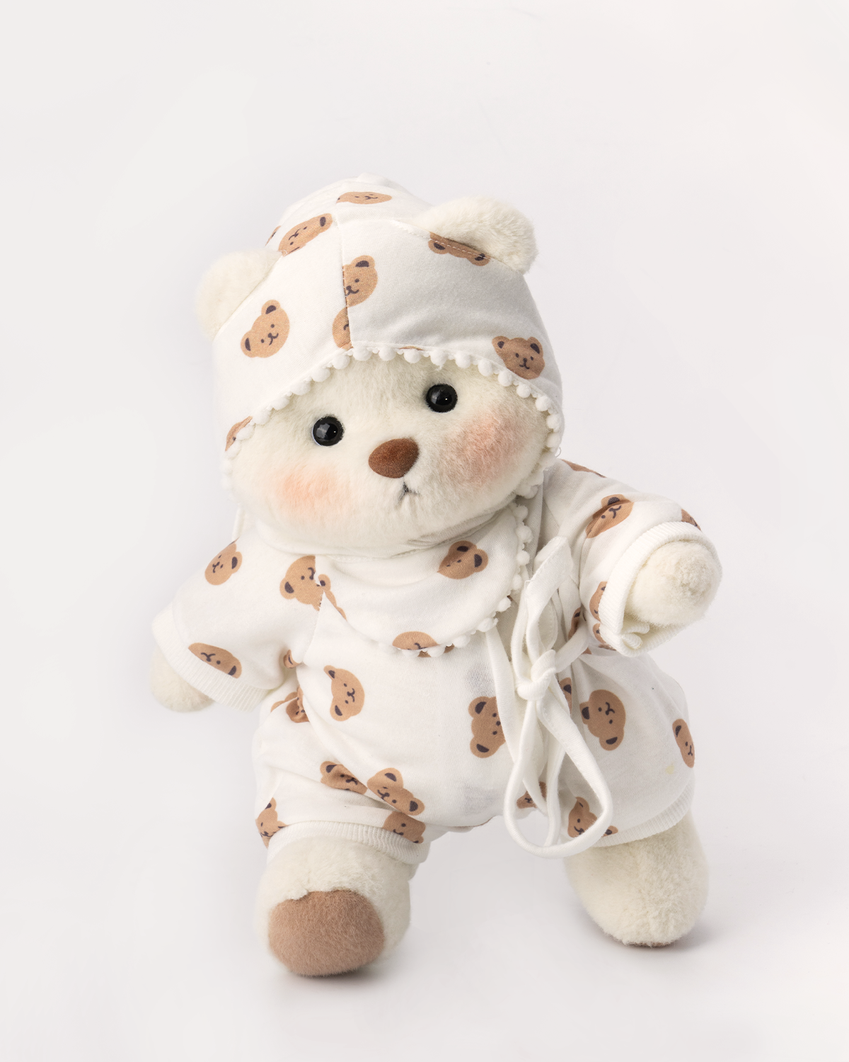 Getahug Adorable Pajamas White Teddy Bear | Handmade Jointed Toy Gift