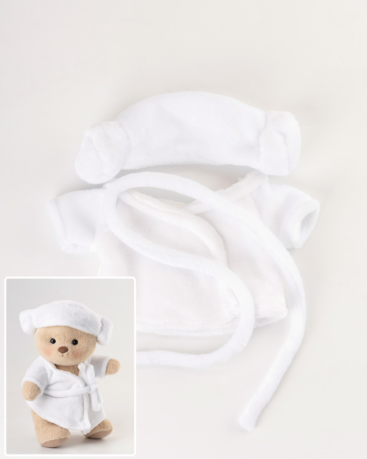 White Bathrobe Set of Three | Teddy Bear Clothes