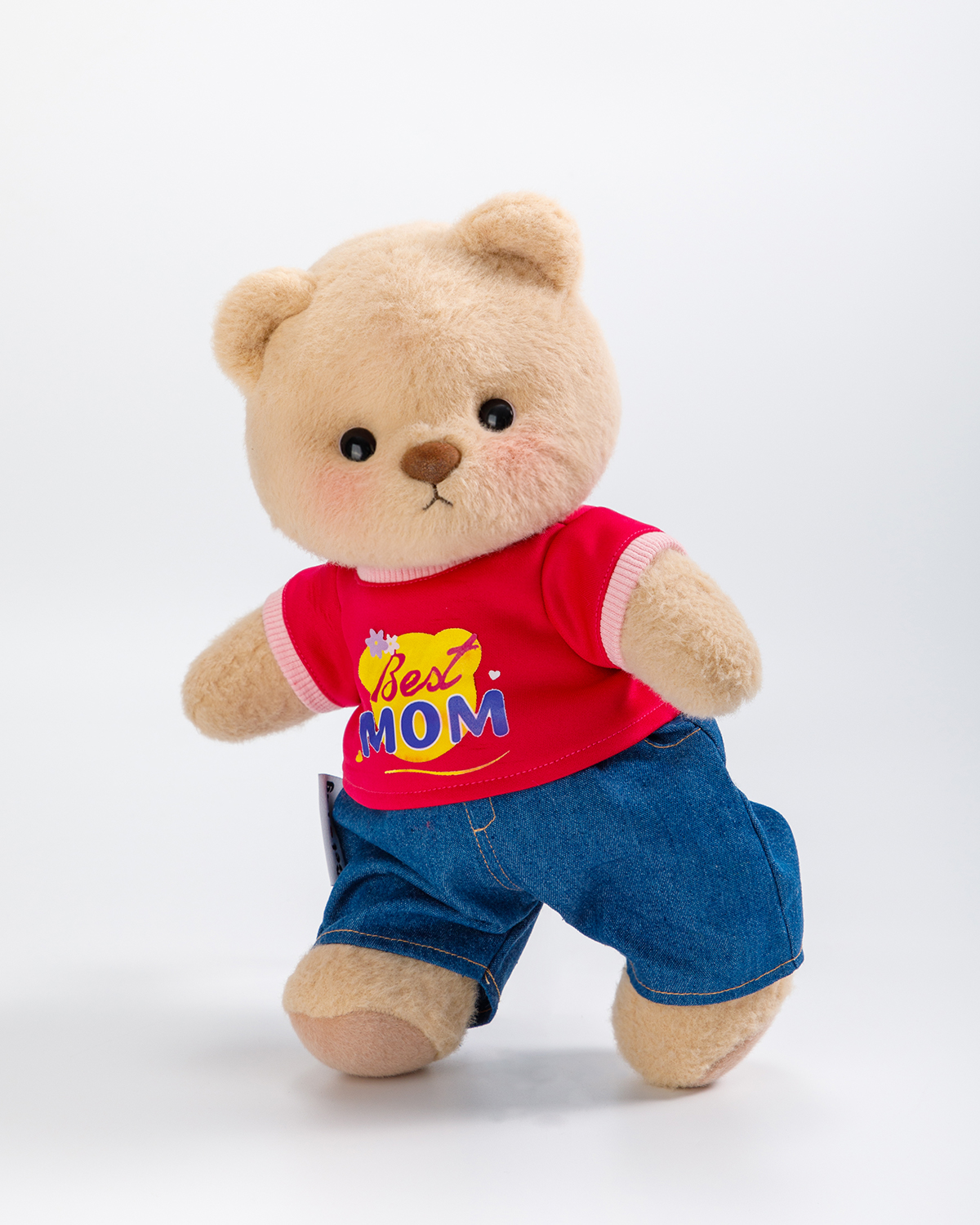 Getahug Best Mom Red T-shirt Bear | Mother's Day Handmade Jointed Teddy Bear Gift