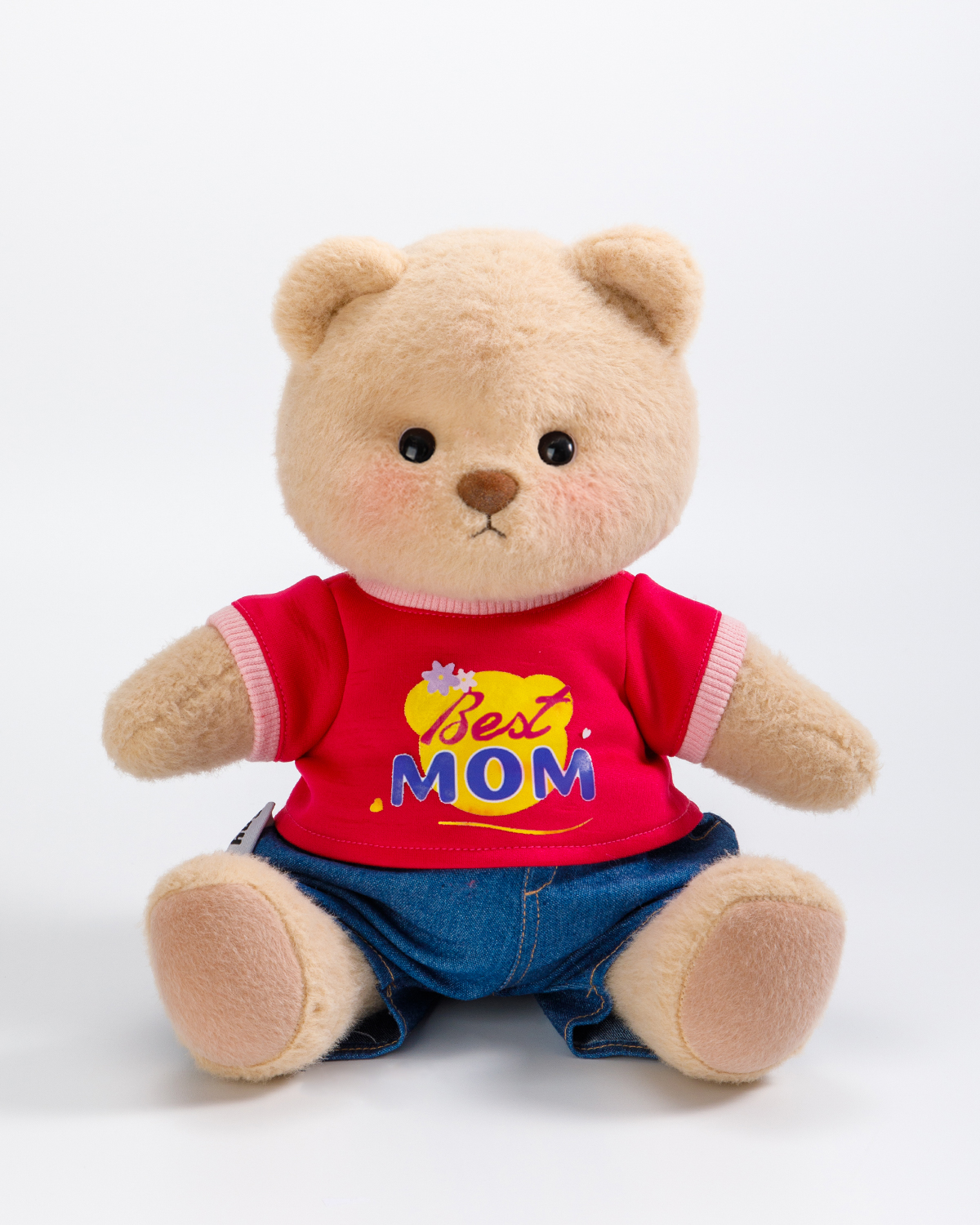 Getahug Best Mom Red T-shirt Bear | Mother's Day Handmade Jointed Teddy Bear Gift