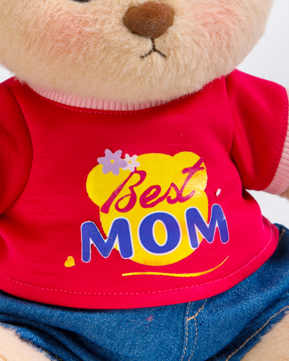 Getahug Best Mom Red T-shirt Bear | Mother's Day Handmade Jointed Teddy Bear Gift