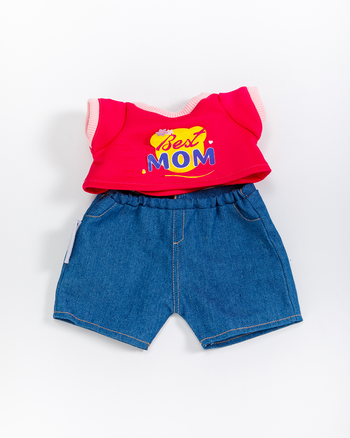 Getahug Best Mom Red T-shirt Jointed Bunny Plush | Handmade Stuffed Animal Gift
