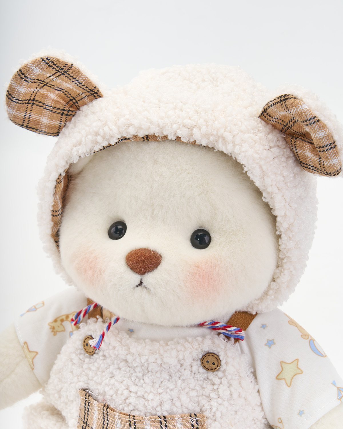 Getahug Brown And White Plaid Sheep Bear | Handmade Jointed Teddy Bear Gift