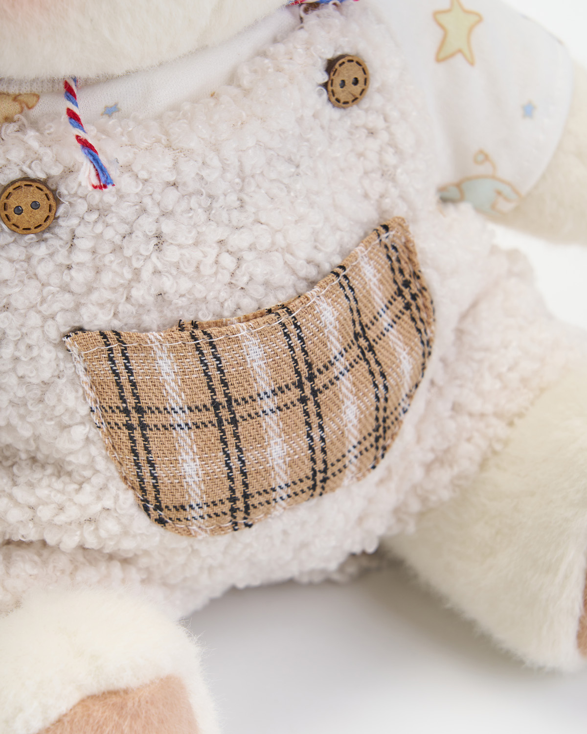 Getahug Brown And White Plaid Sheep Bear | Handmade Jointed Teddy Bear Gift