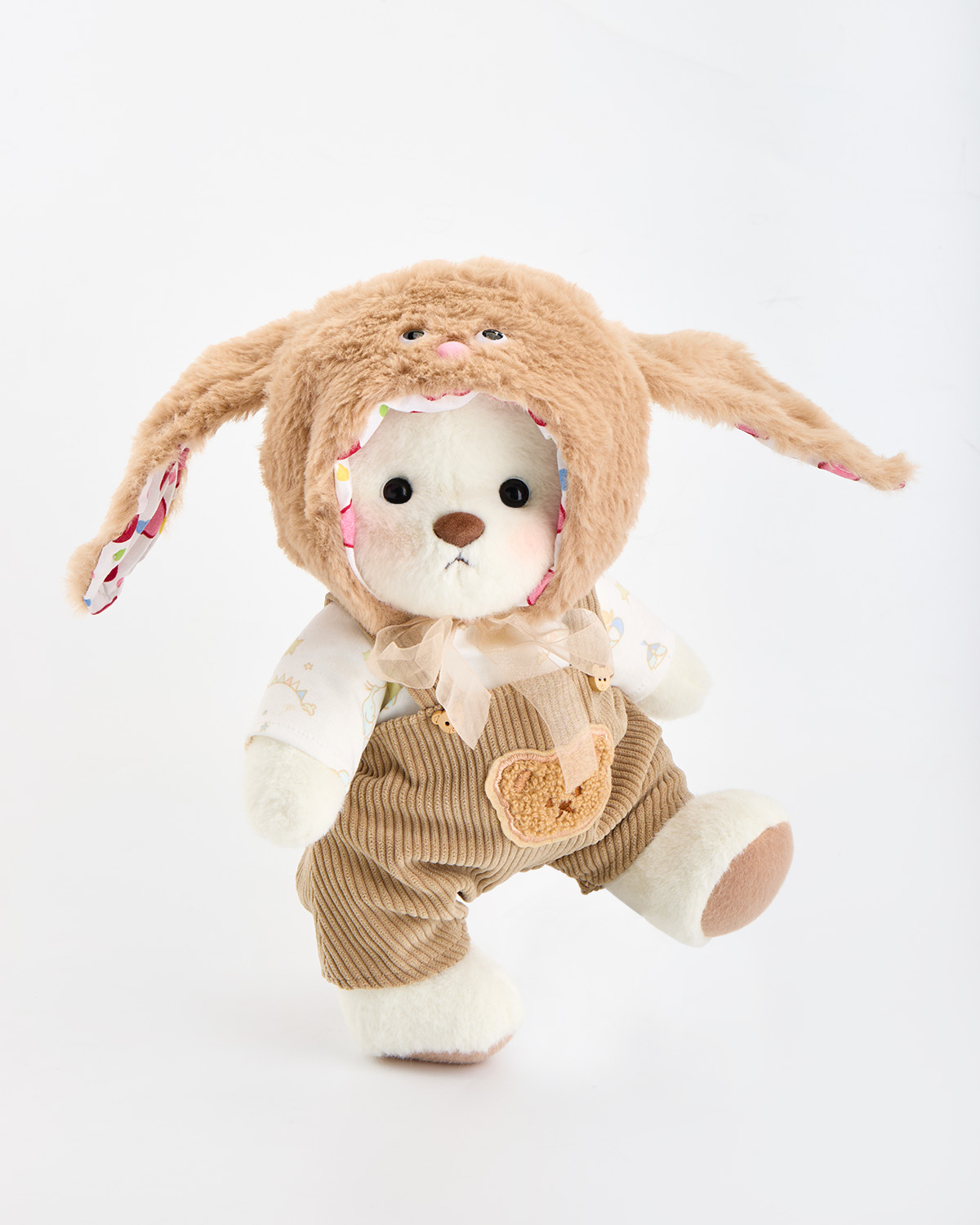 Getahug Brown Bunny Overalls Bear | Handmade Jointed Teddy Bear Gift