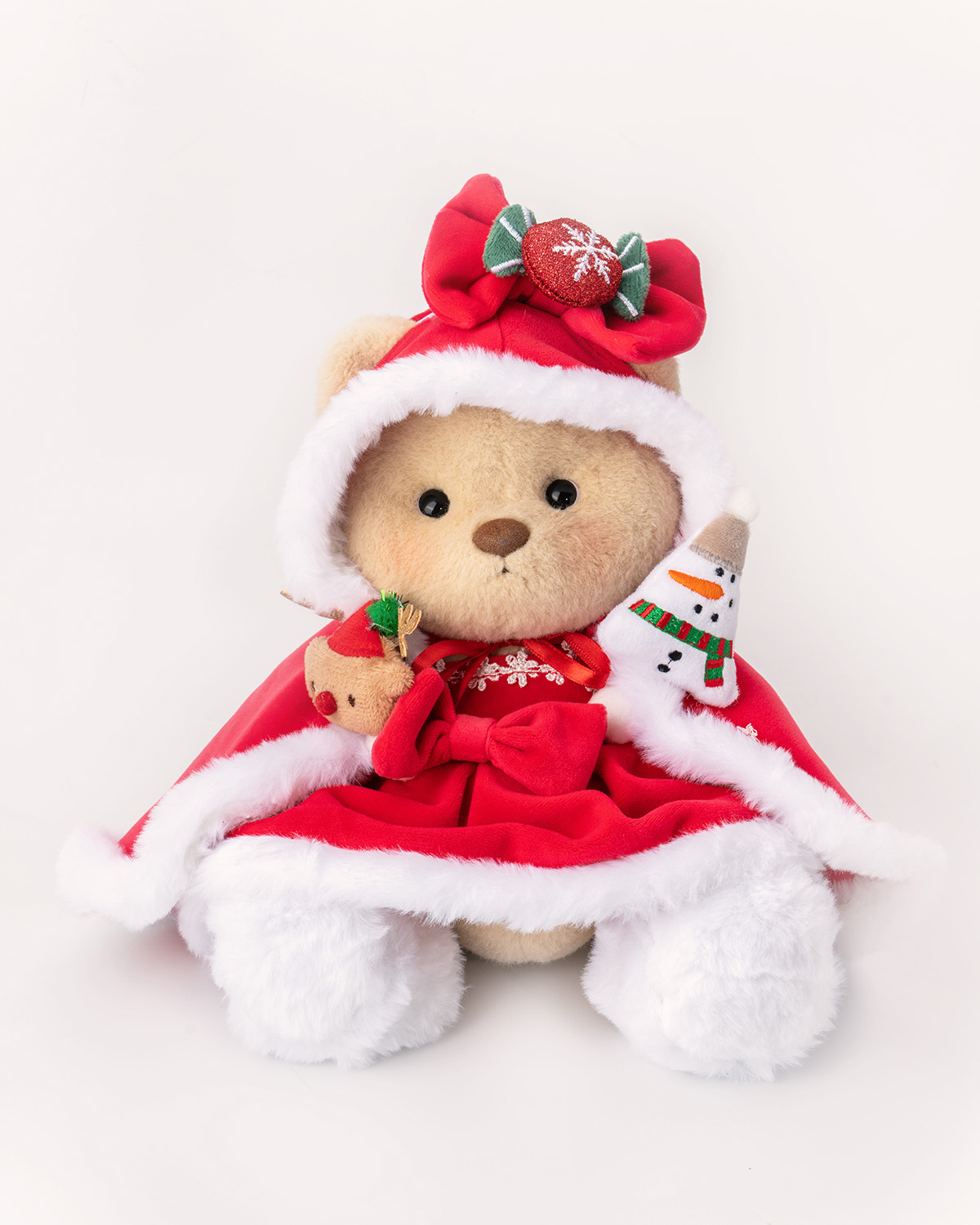 Getahug Christmas Decorated Cape Bear | Handmade Jointed Teddy Bear Gift
