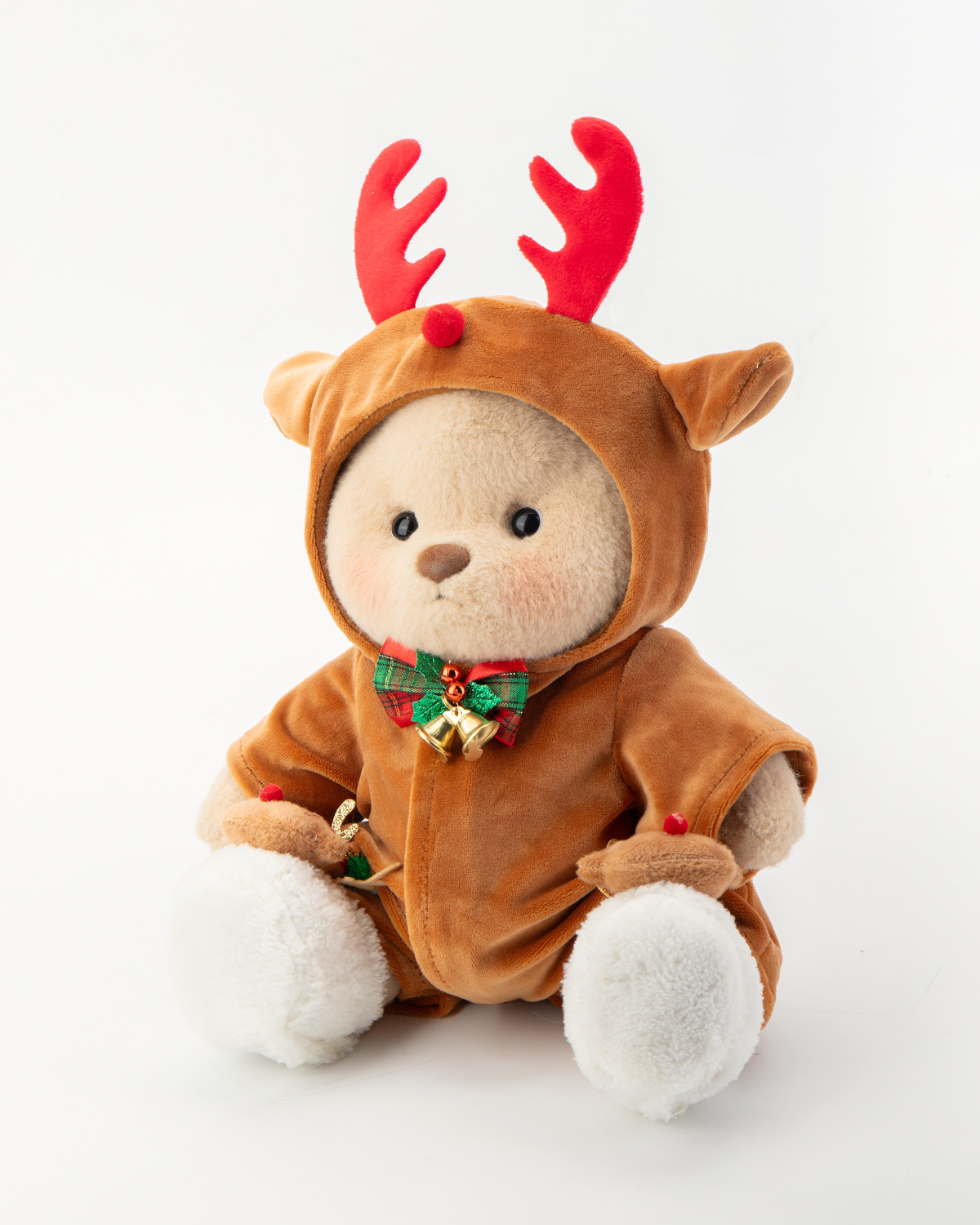 Getahug Red Antler Brown Onesie White Teddy Bear | Handmade Stuffed Animal Gift