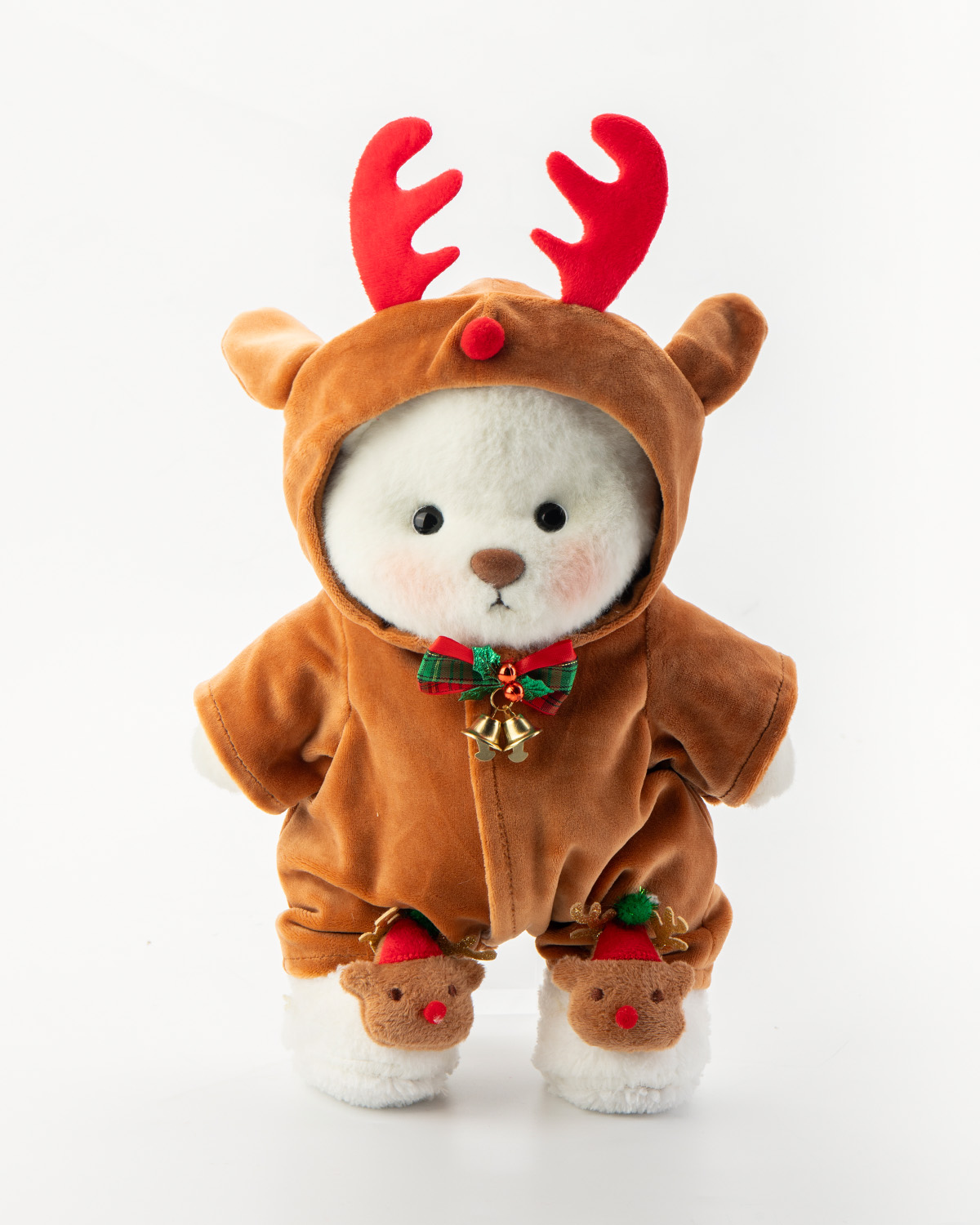 Getahug Red Antler Brown Onesie White Teddy Bear | Handmade Stuffed Animal Gift