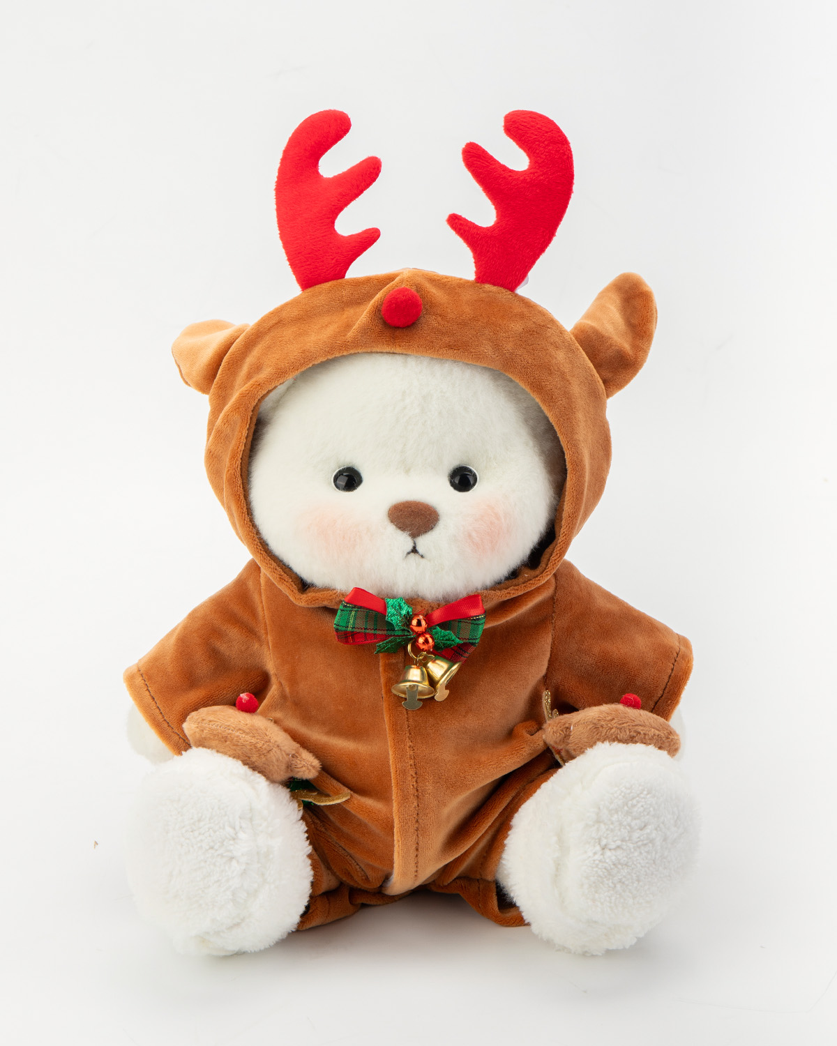 Getahug Red Antler Brown Onesie White Teddy Bear | Handmade Stuffed Animal Gift