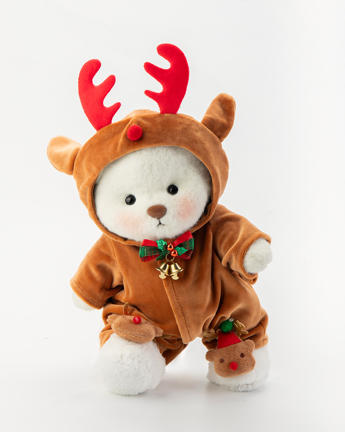 Getahug Red Antler Brown Onesie White Teddy Bear | Handmade Stuffed Animal Gift