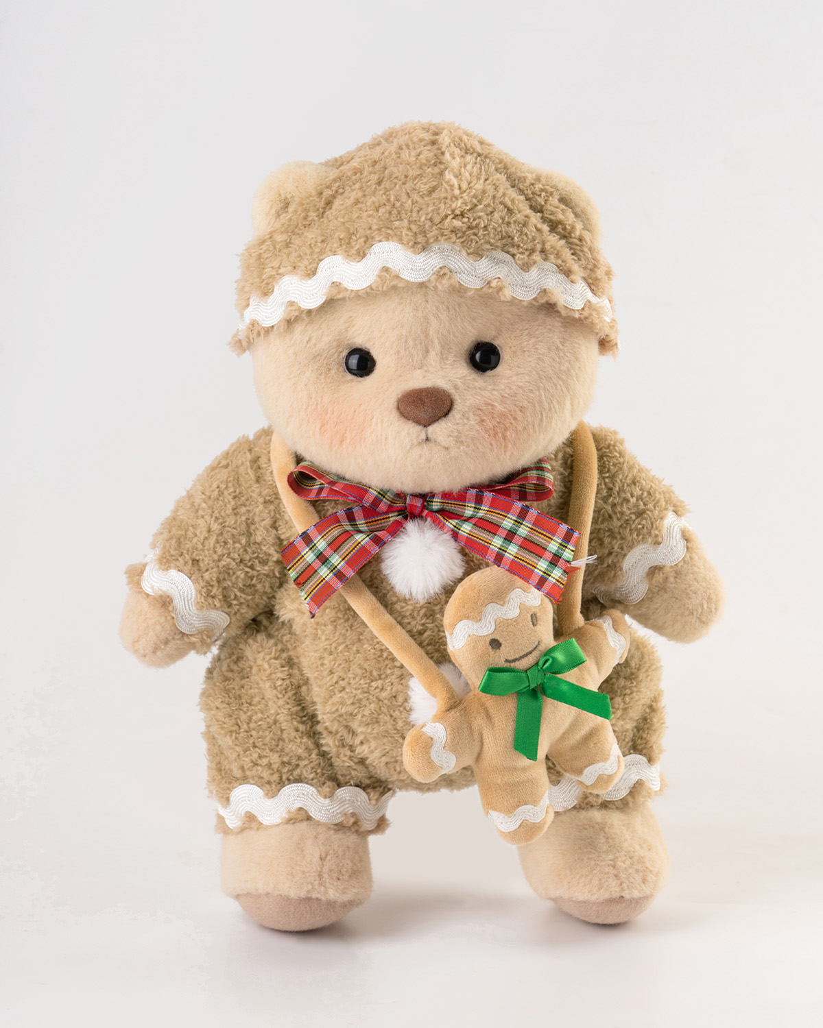 Getahug Christmas Gingerbread Man White Teddy Bear | Handmade Stuffed Animal Gift