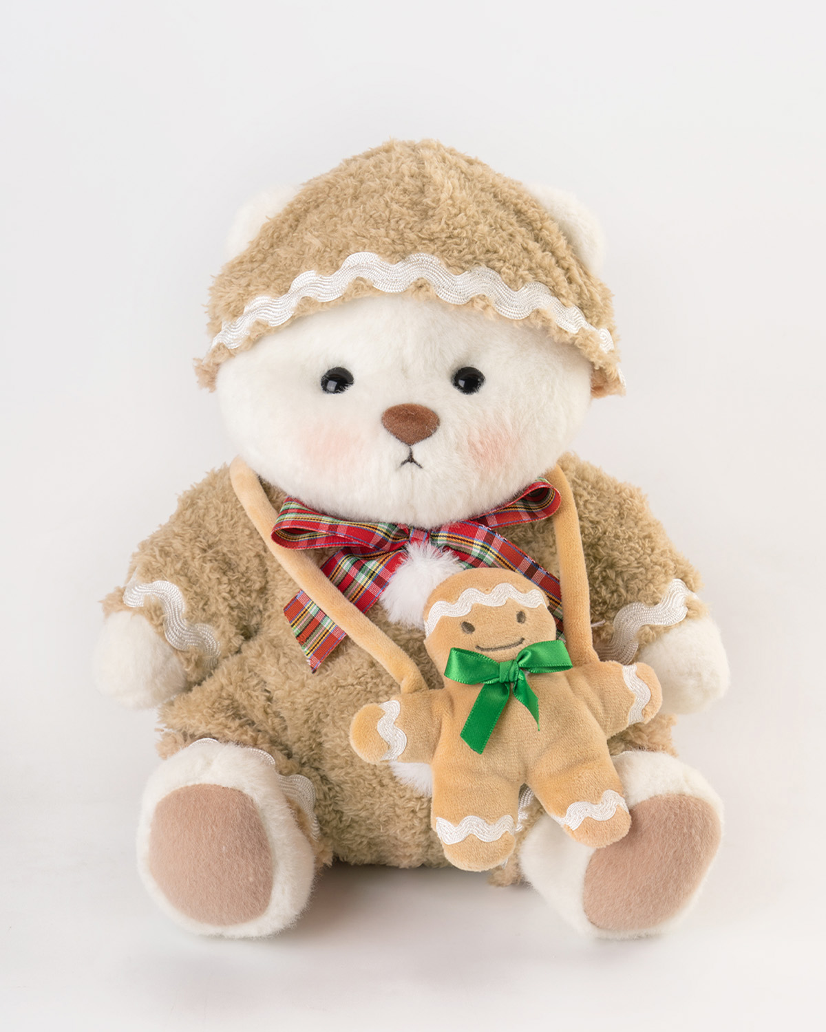 Getahug Christmas Gingerbread Man White Teddy Bear | Handmade Stuffed Animal Gift
