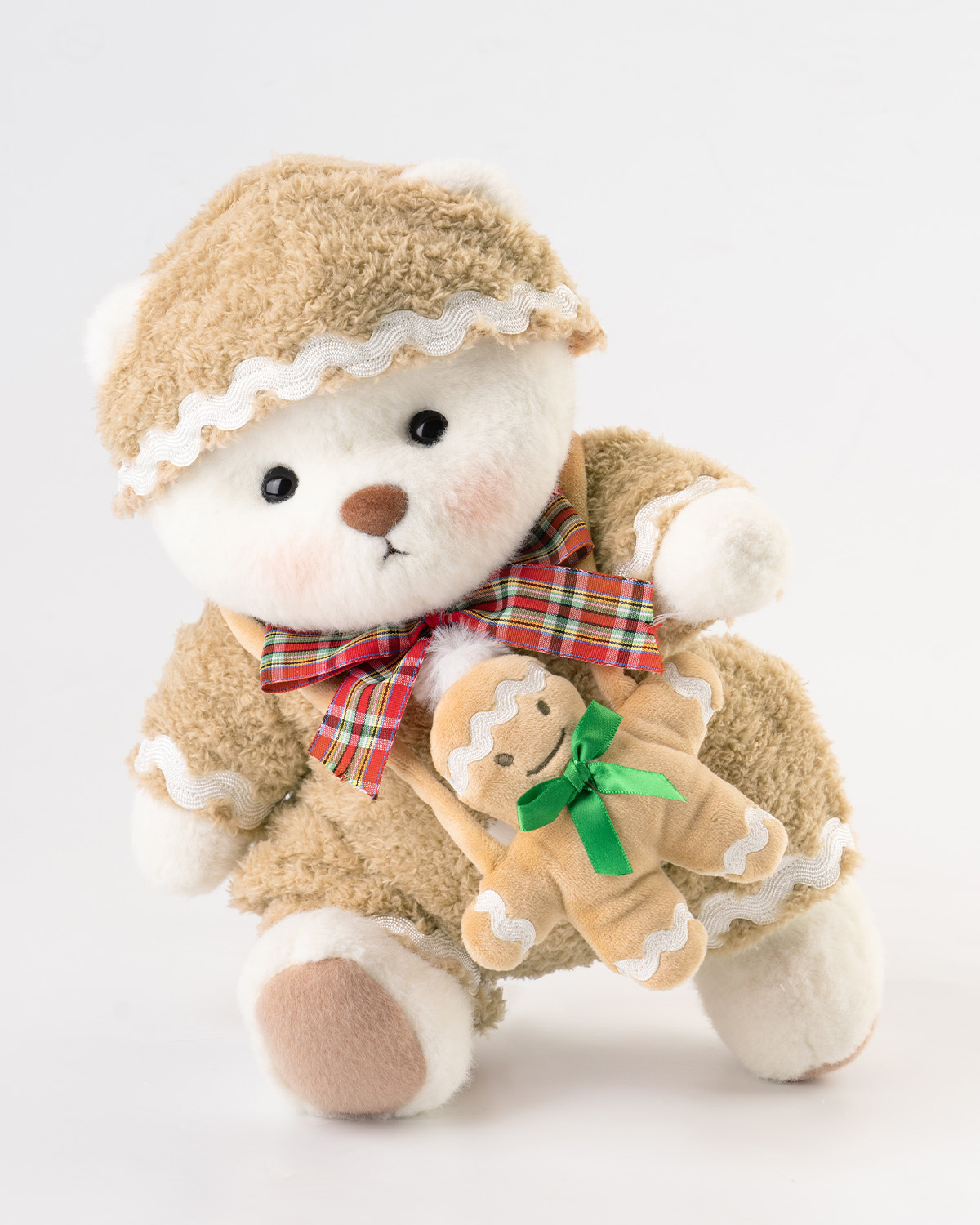 Getahug Christmas Gingerbread Man White Teddy Bear | Handmade Stuffed Animal Gift