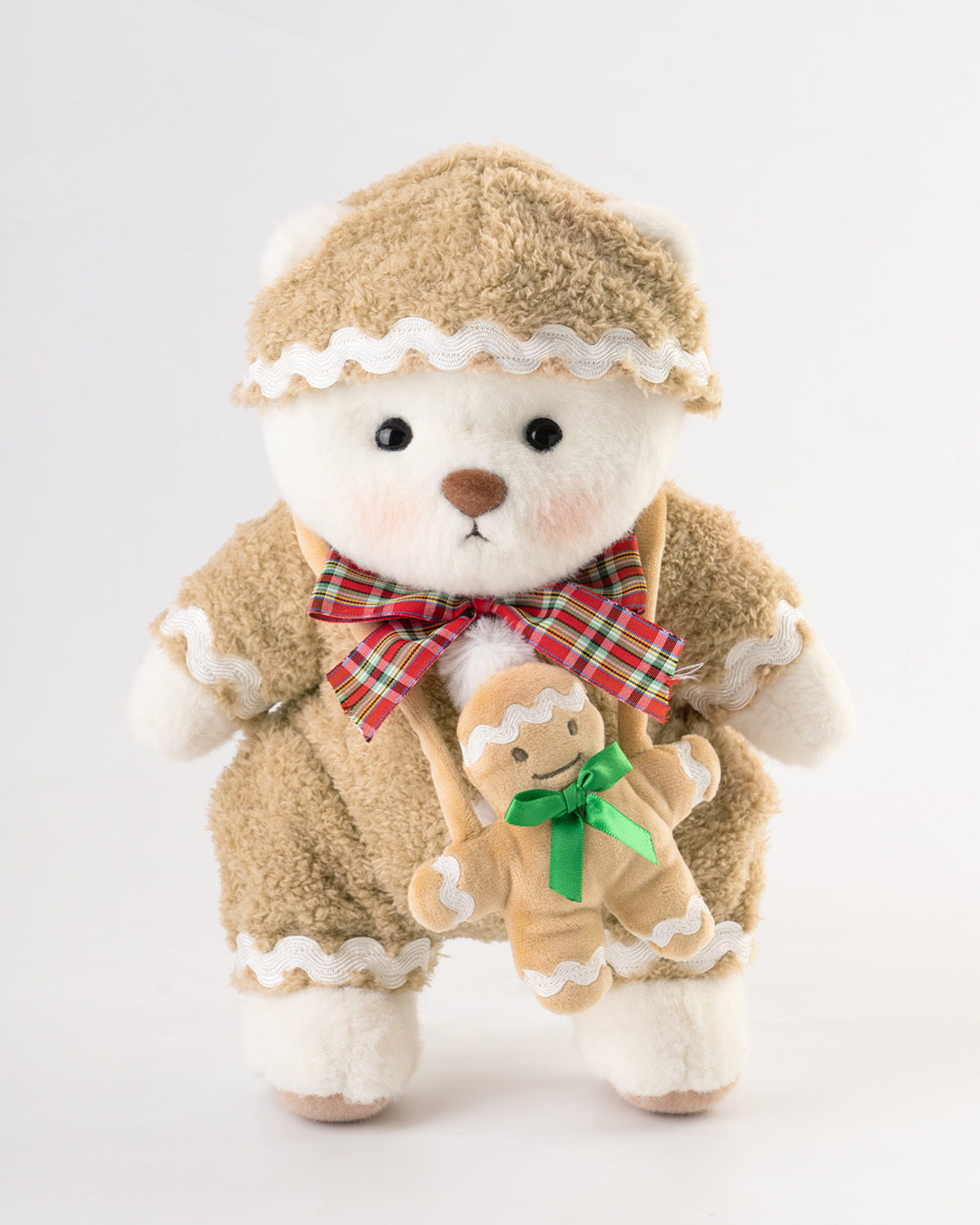 Getahug Christmas Gingerbread Man White Teddy Bear | Handmade Stuffed Animal Gift