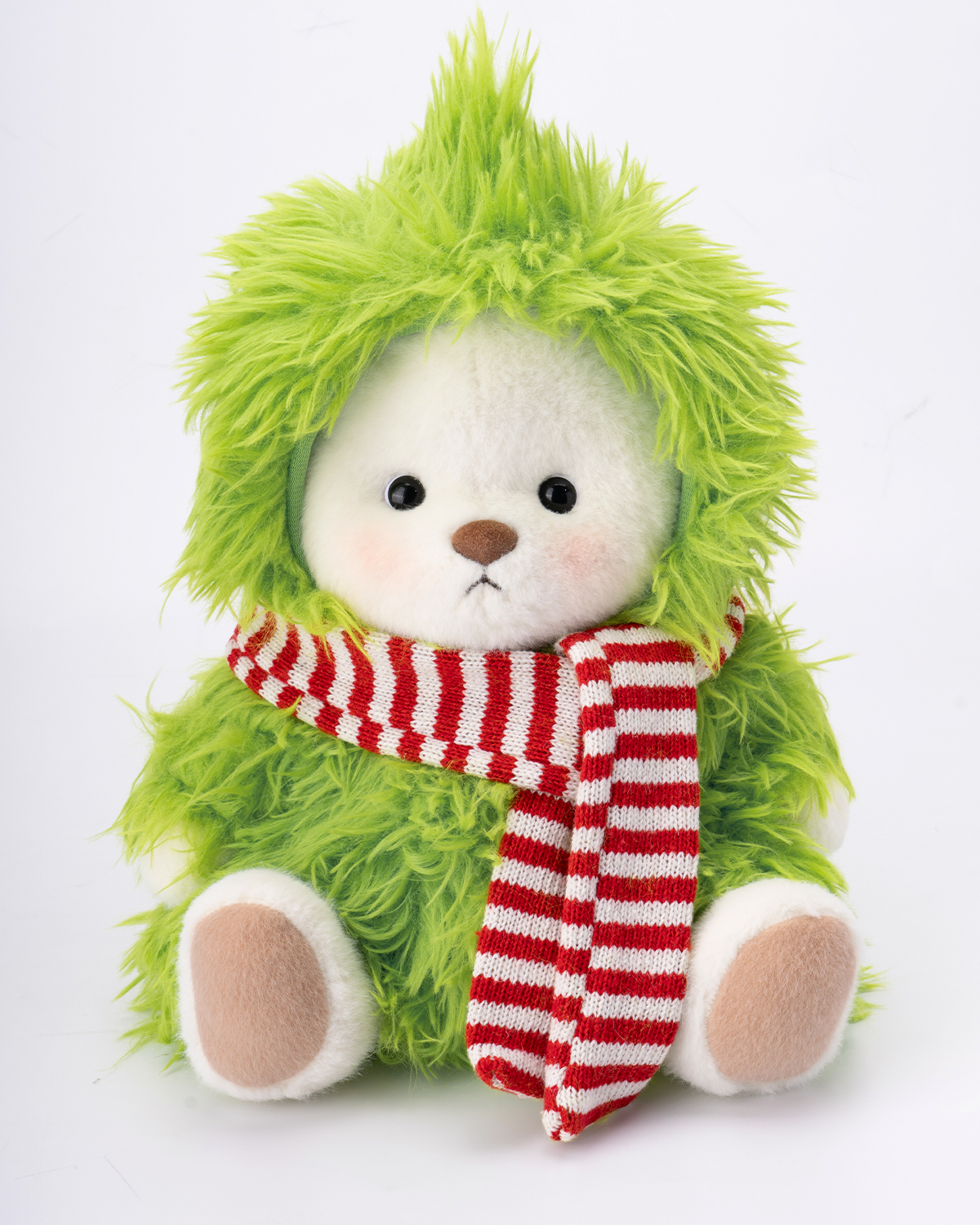 Getahug Christmas Green Fluffy Little Monster White Teddy Bear | Handm
