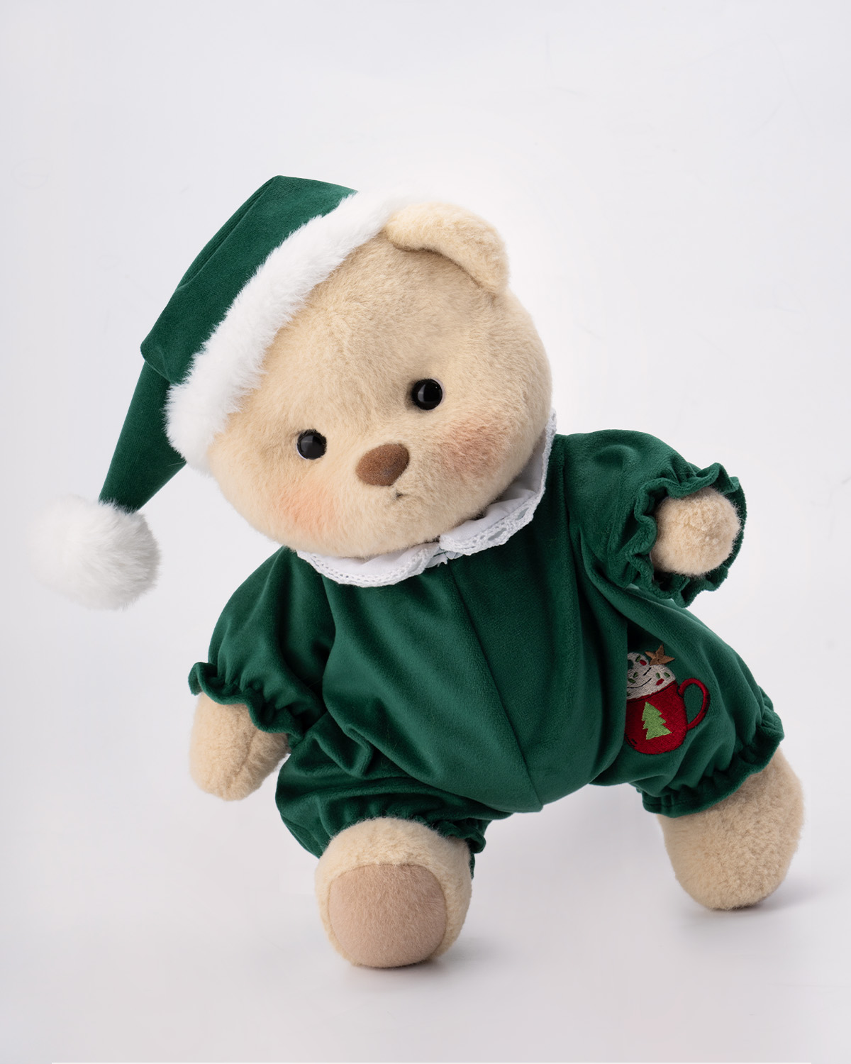 Getahug Christmas Green Pajamas Bear | Handmade Jointed Teddy Bear Gift