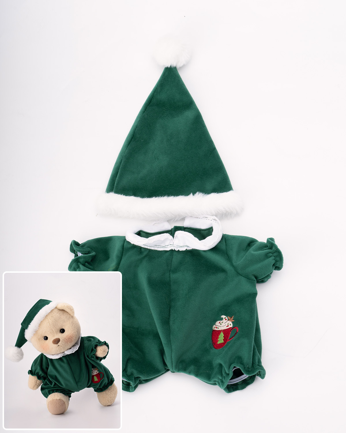 Getahug Christmas Green Pajamas Bear | Handmade Jointed Teddy Bear Gift