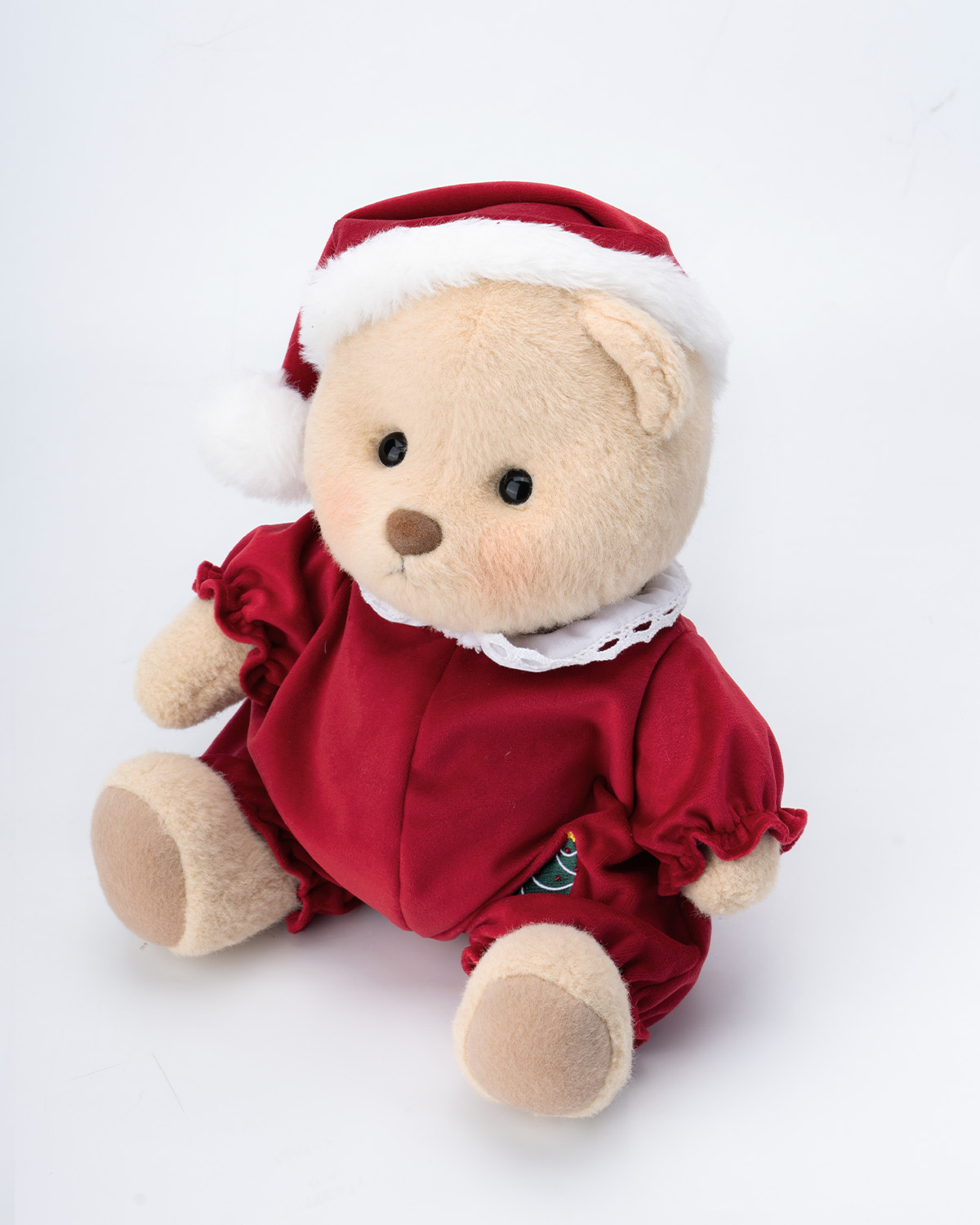 Getahug Christmas Red Pajamas White Teddy Bear | Handmade Stuffed Animal Gift