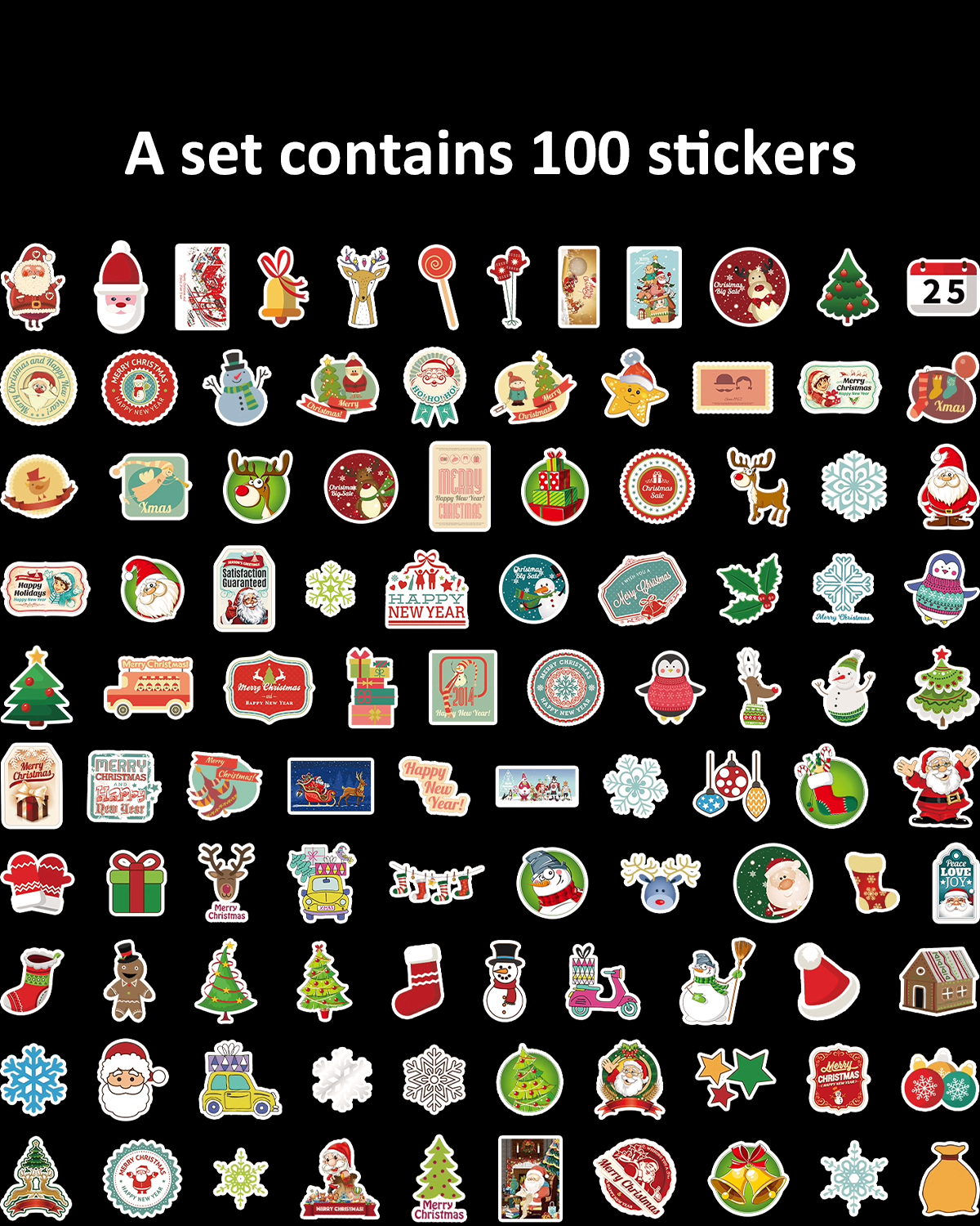 Getahug Christmas Stickers 100 pcs