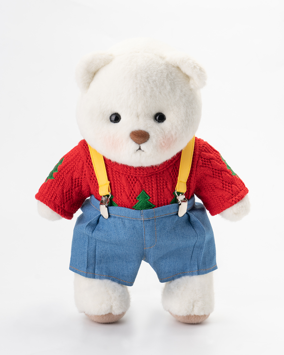 Getahug Christmas Tree Sweater Overalls Bear | Handmade Jointed Teddy Bear Gift